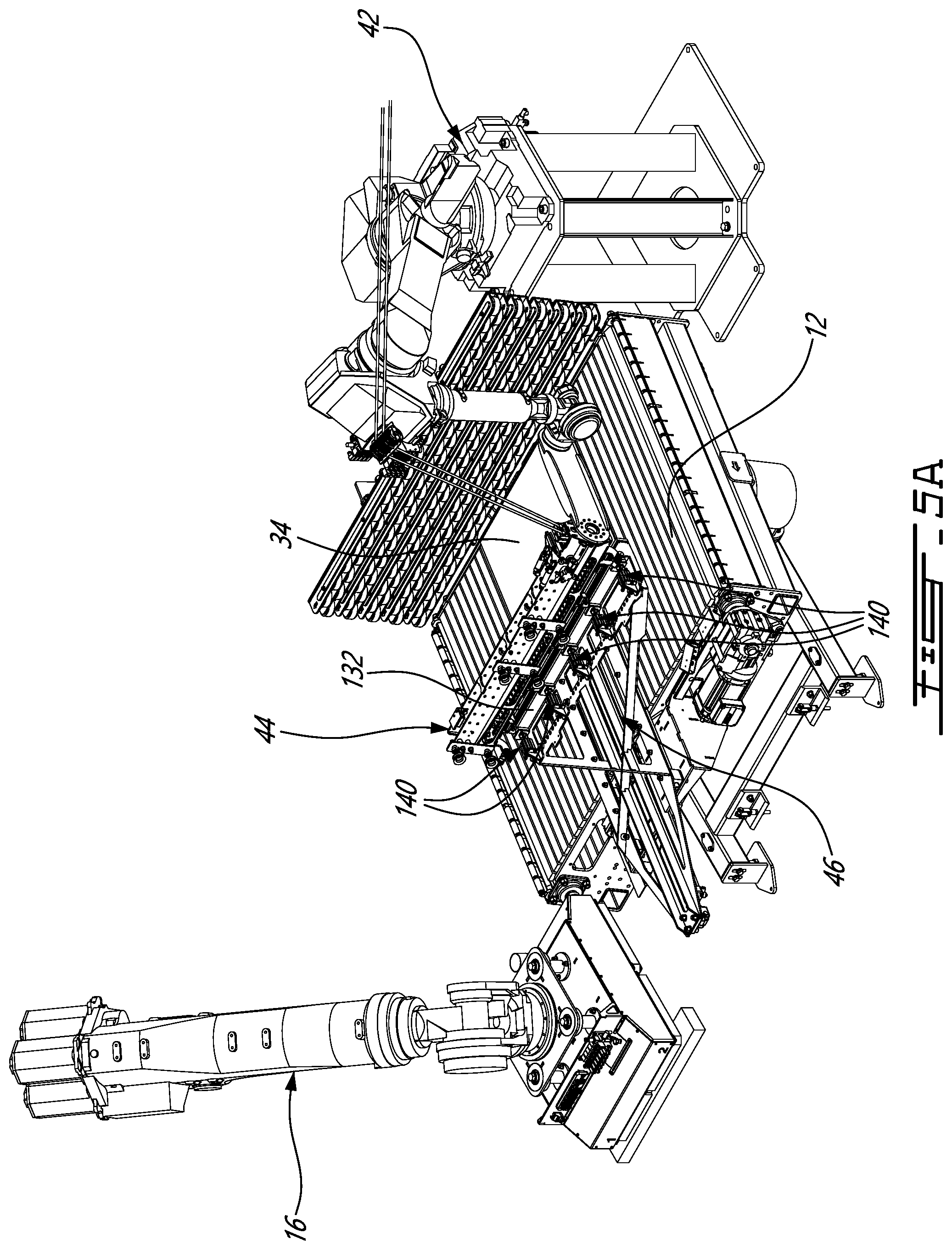 Patent US12312109 Figure 5 – Adaptable spacer roping installation system for casted concrete products or the likes and palletizing system therewith