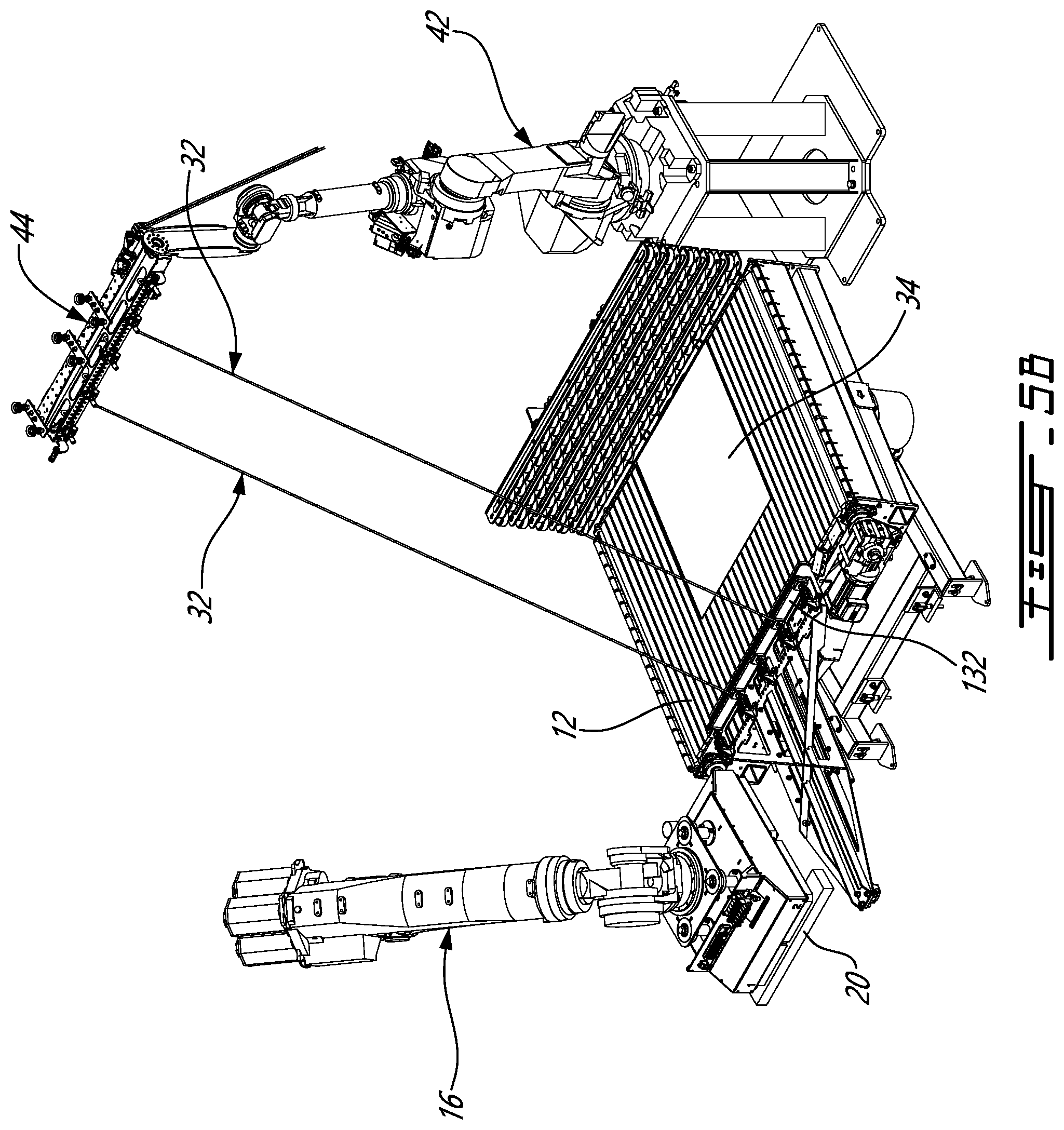 Patent US12312109 Figure 6 – Adaptable spacer roping installation system for casted concrete products or the likes and palletizing system therewith