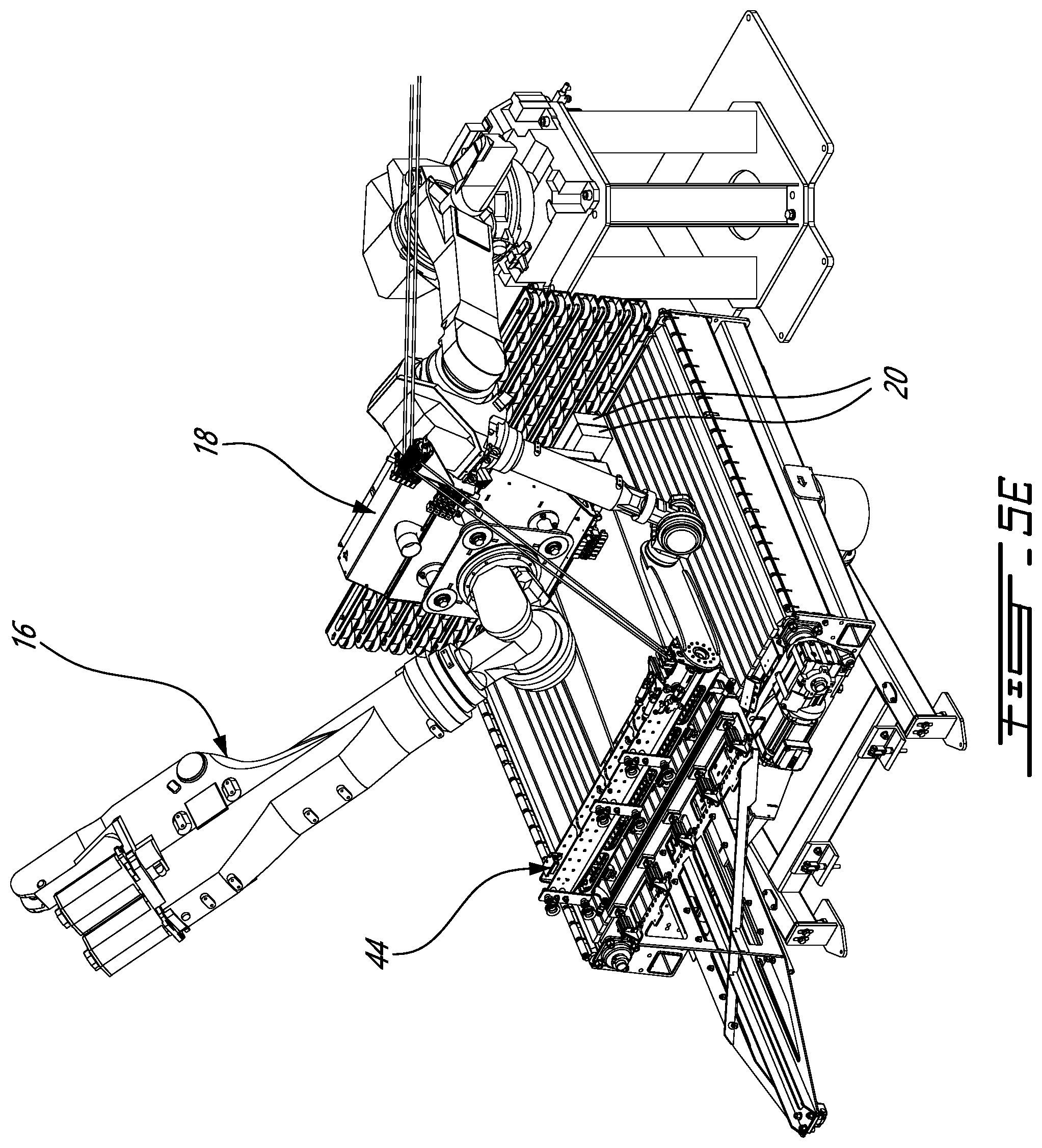 Patent US12312109 Figure 9 – Adaptable spacer roping installation system for casted concrete products or the likes and palletizing system therewith
