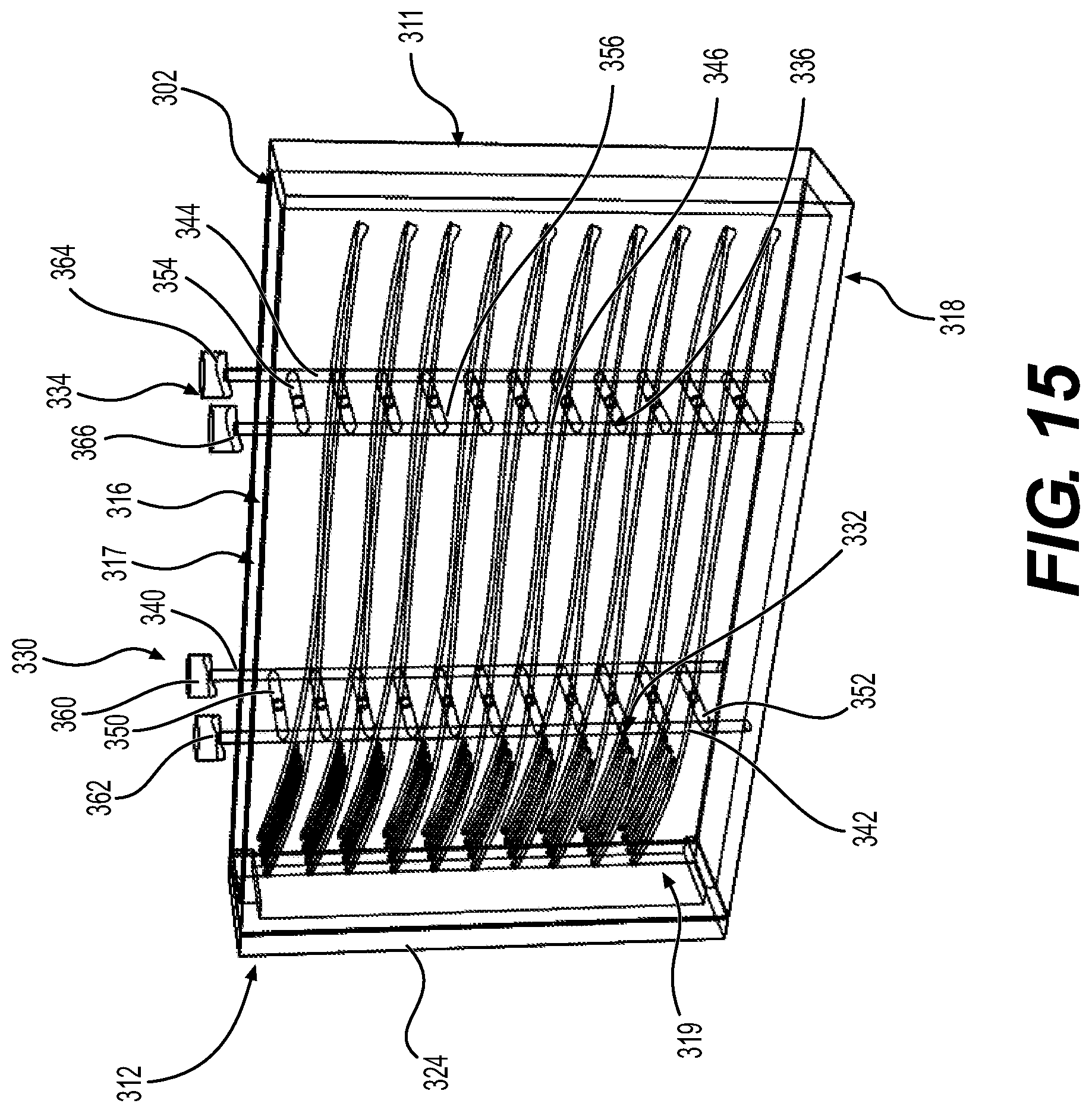 Patent US12312111 Figure 15 – Method for providing at least one utensil wrapped in a napkin, apparatus for wrapping a napkin around at least one utensil, utensil picker and magazine for storing utensils