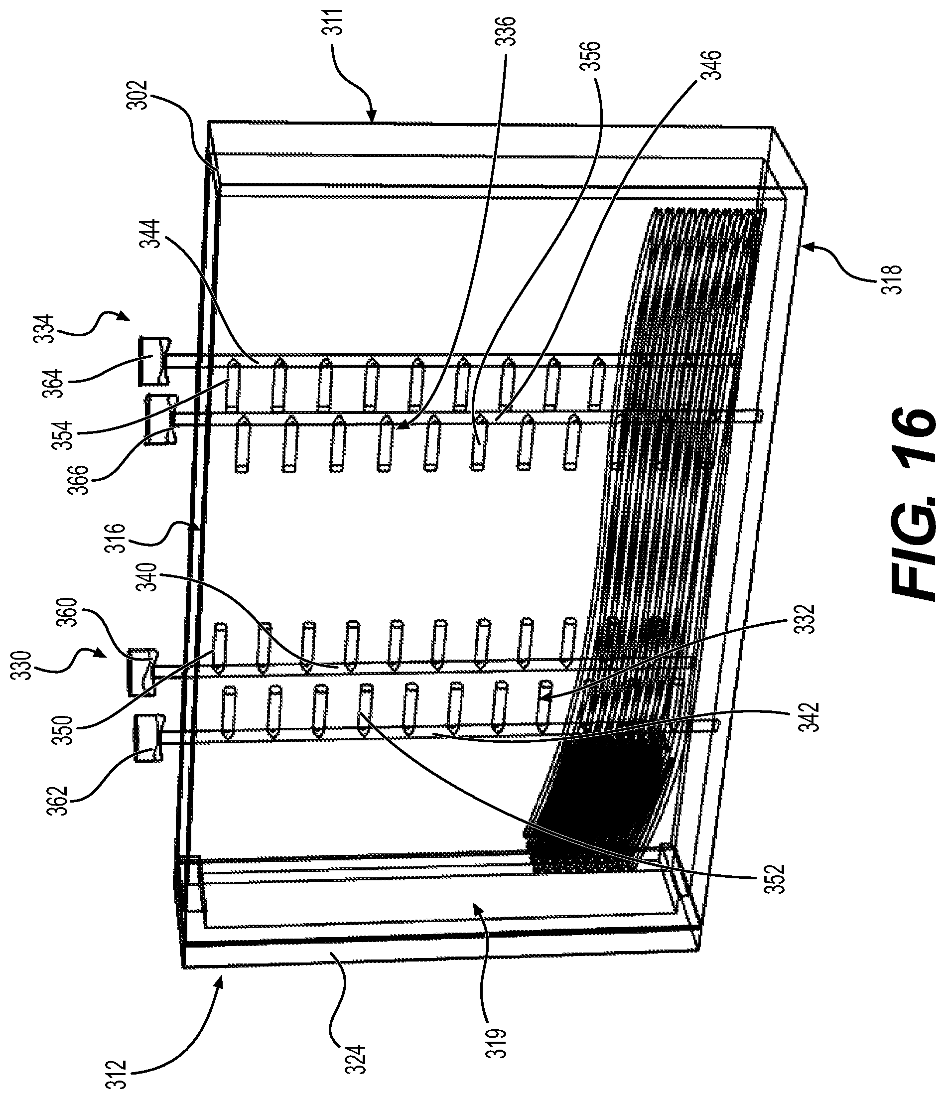 Patent US12312111 Figure 16 – Method for providing at least one utensil wrapped in a napkin, apparatus for wrapping a napkin around at least one utensil, utensil picker and magazine for storing utensils