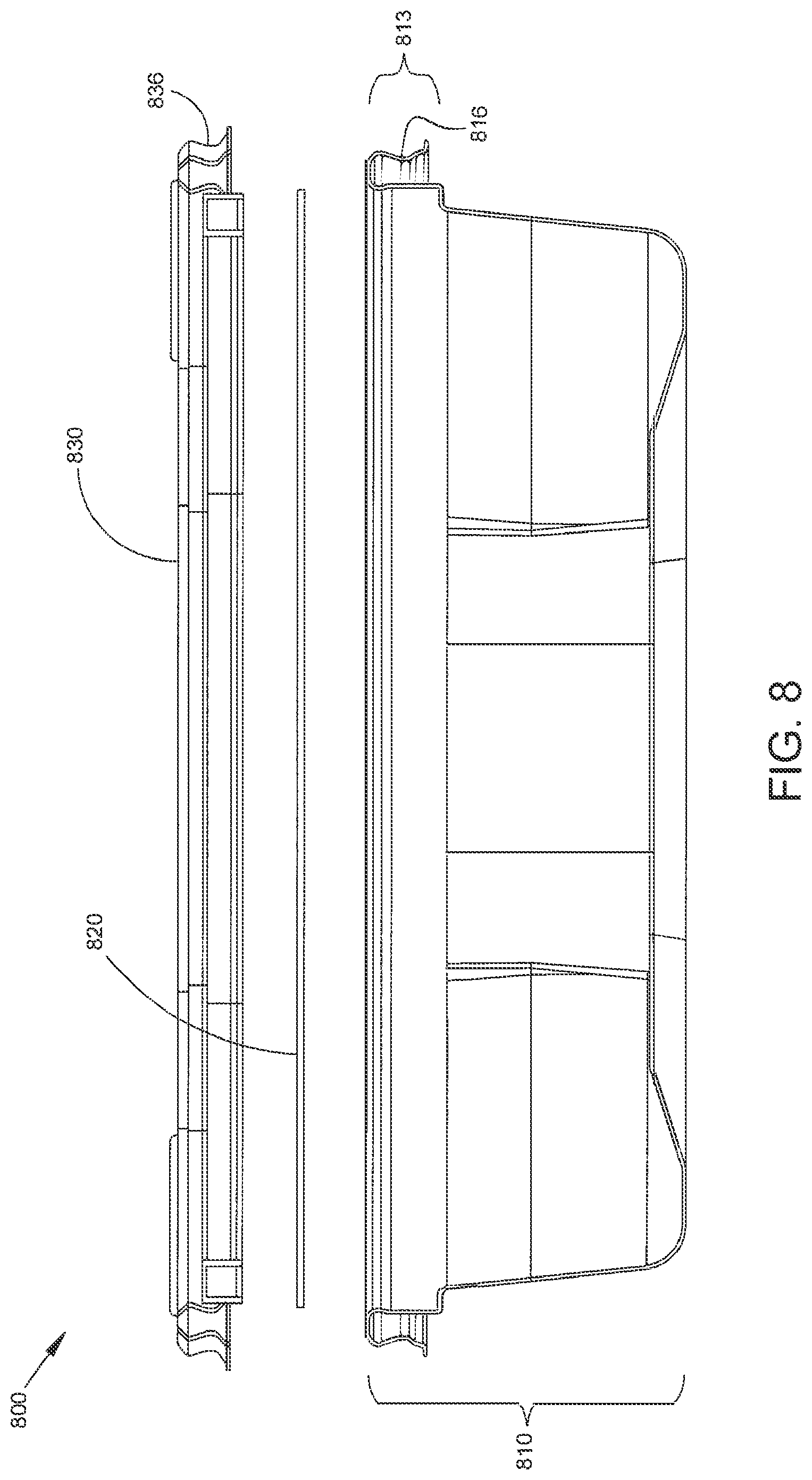 Patent US12312121 Figure 8 – System and method for framed lid