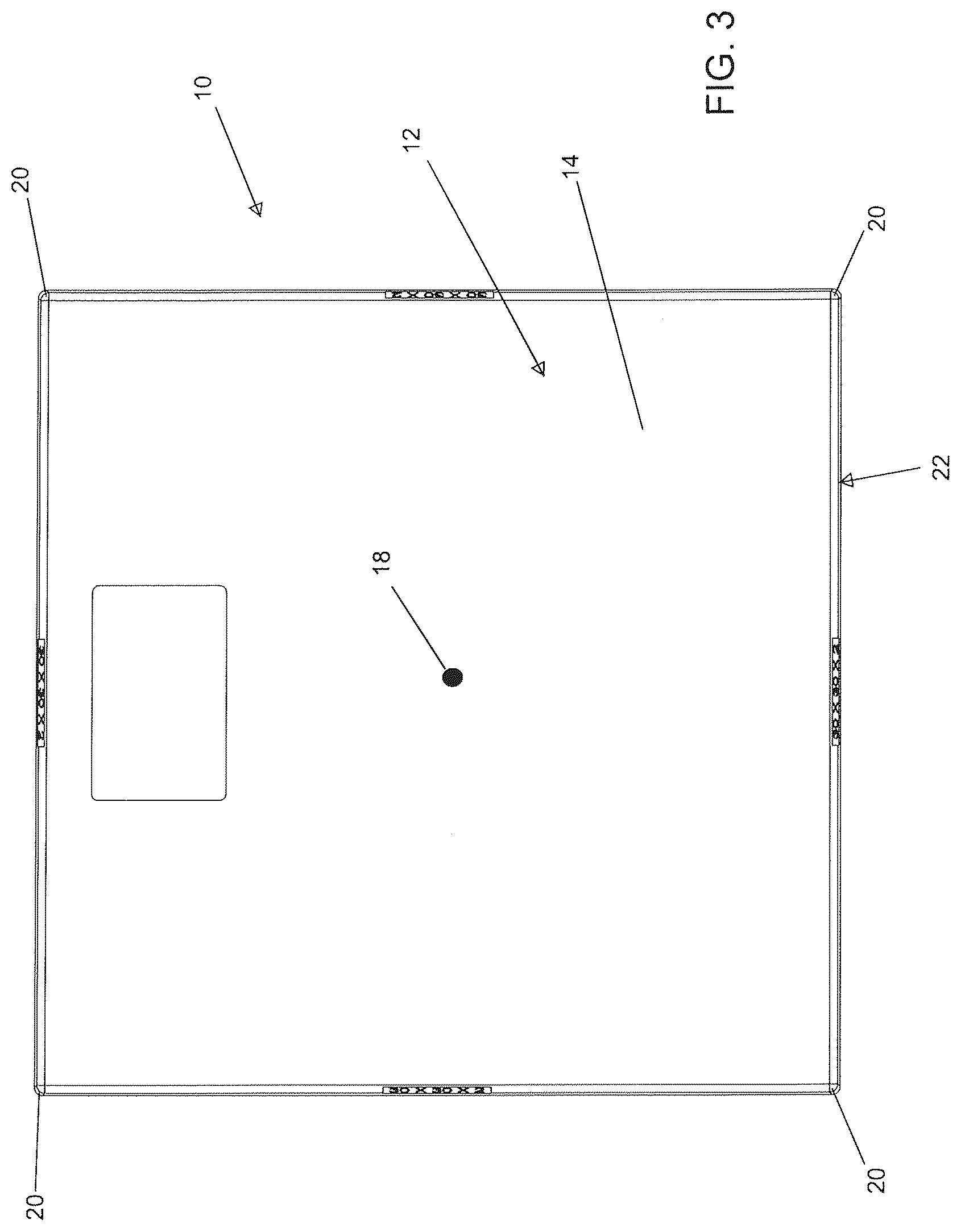 Patent US12312123 Figure 3 – Molded equipment pad with arc-shaped ribs