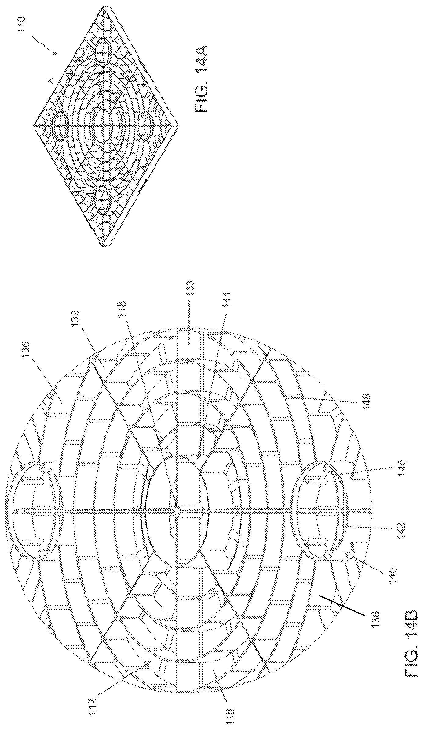 Patent US12312123 Figure 14 – Molded equipment pad with arc-shaped ribs
