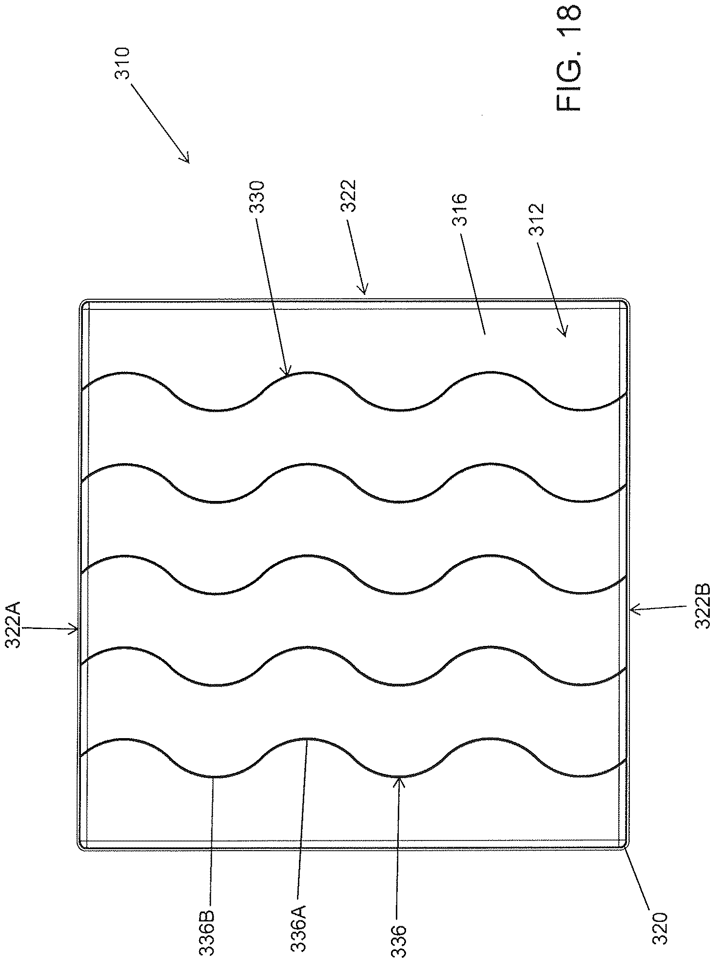 Patent US12312123 Figure 18 – Molded equipment pad with arc-shaped ribs