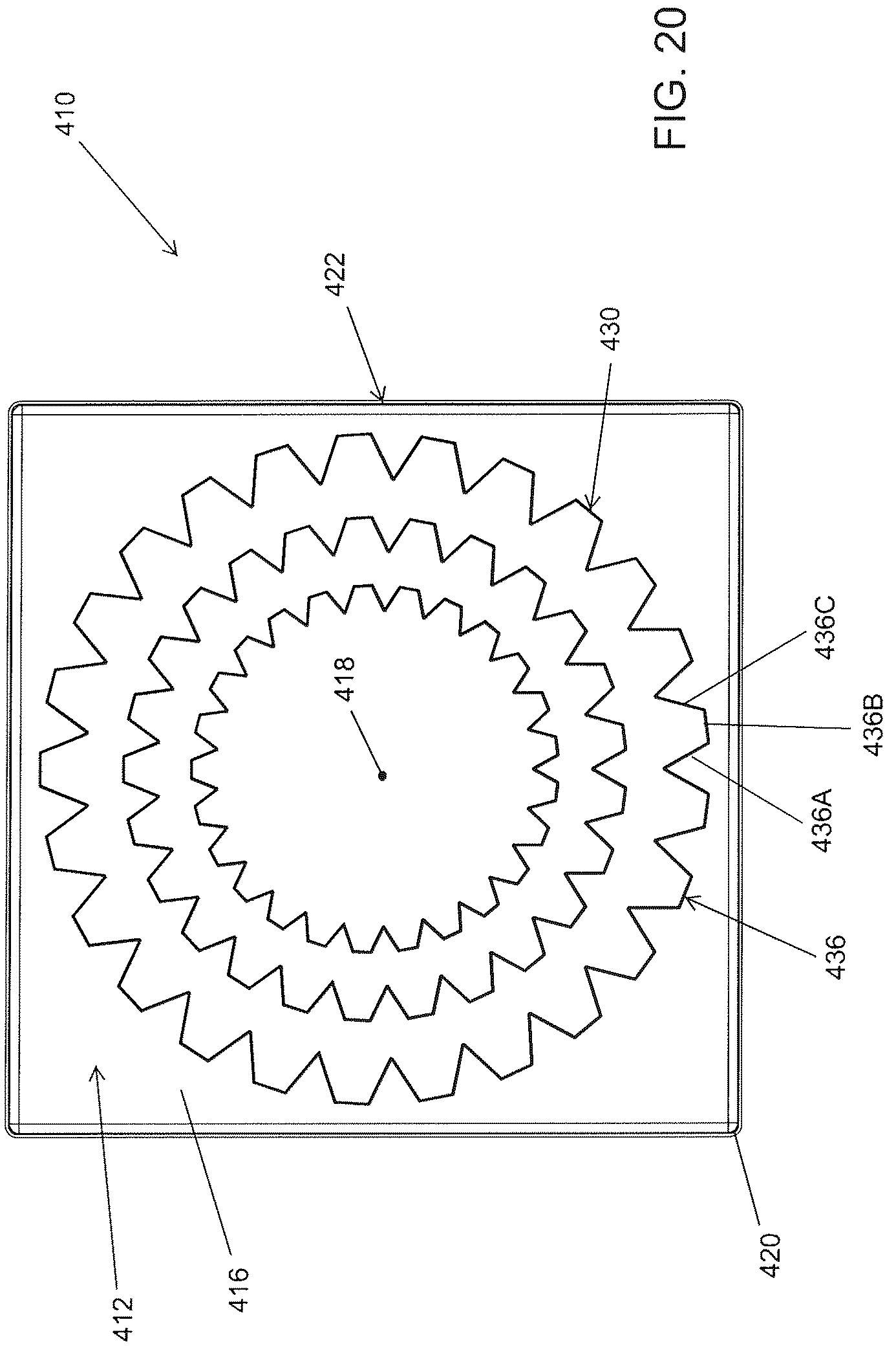 Patent US12312123 Figure 20 – Molded equipment pad with arc-shaped ribs