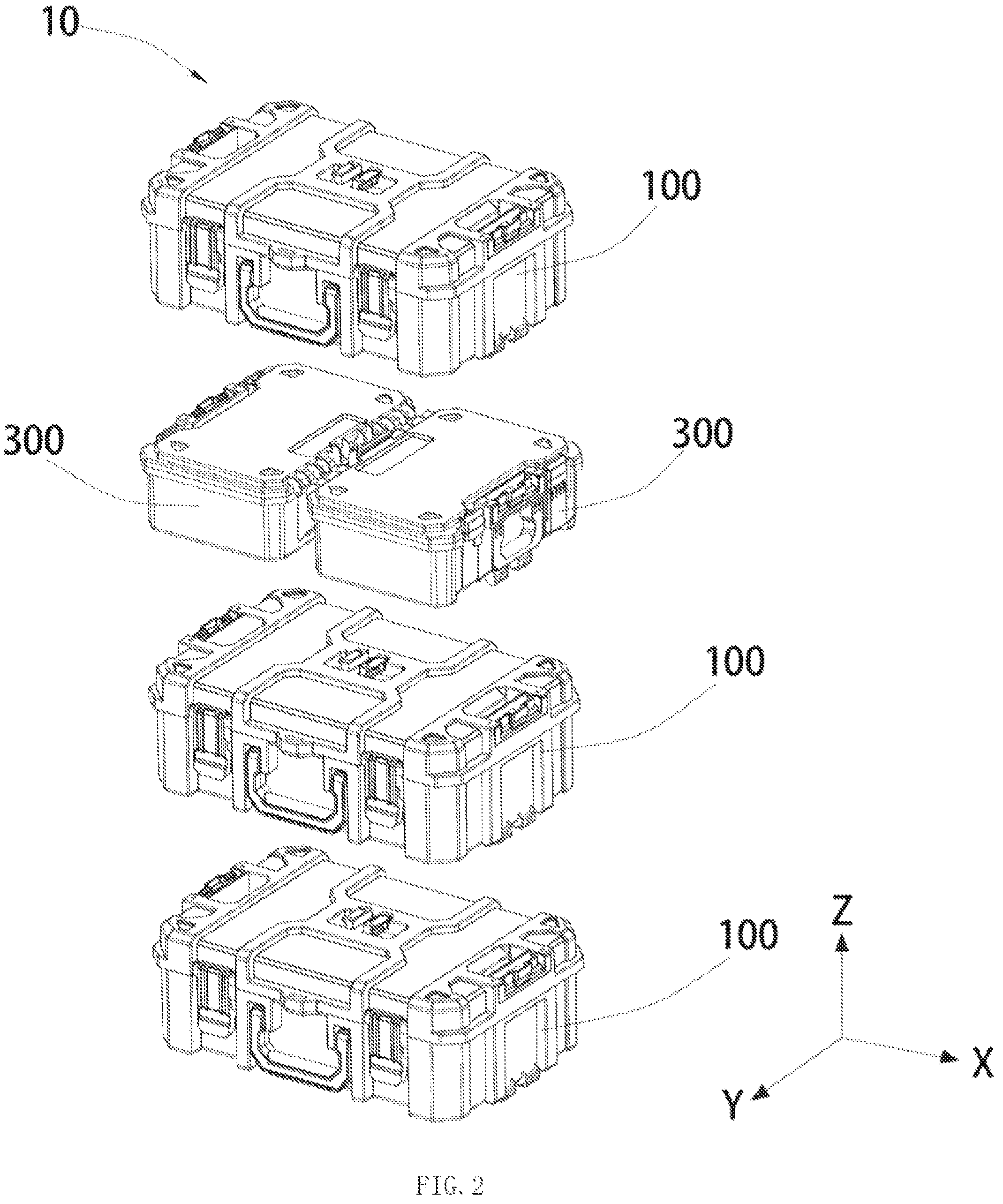 Patent US12312126 Figure 2 – Stacked toolbox system