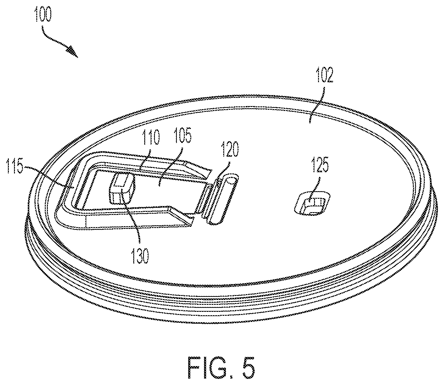 Patent US12312129 Figure 5 – Thermoformed closure with overlapping tab