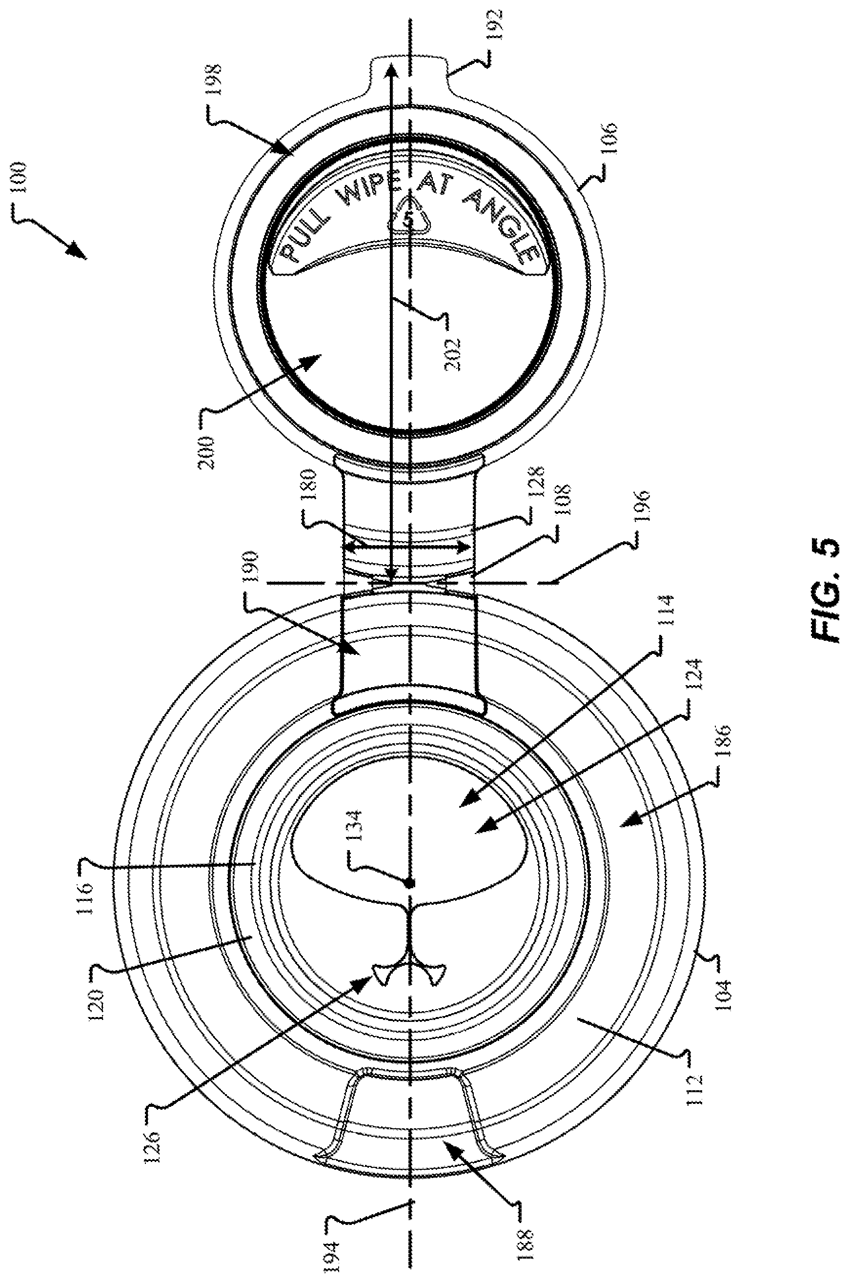 Patent US12312130 Figure 5 – Lid for container