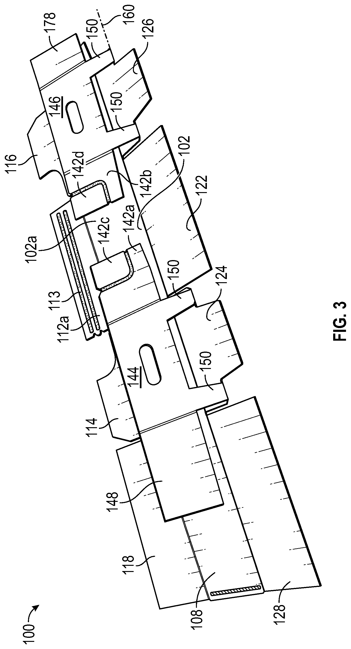 Patent US12312134 Figure 3 – Display ready corrugated packaging with double corner construction