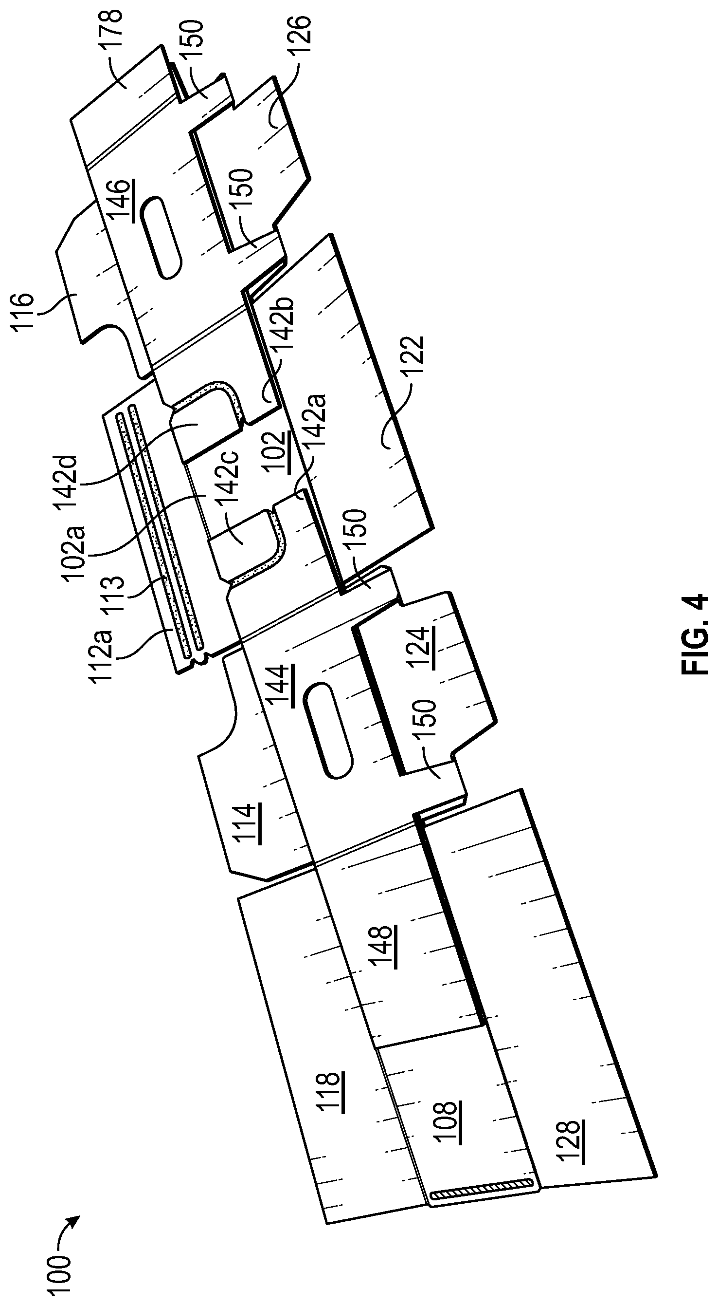 Patent US12312134 Figure 4 – Display ready corrugated packaging with double corner construction