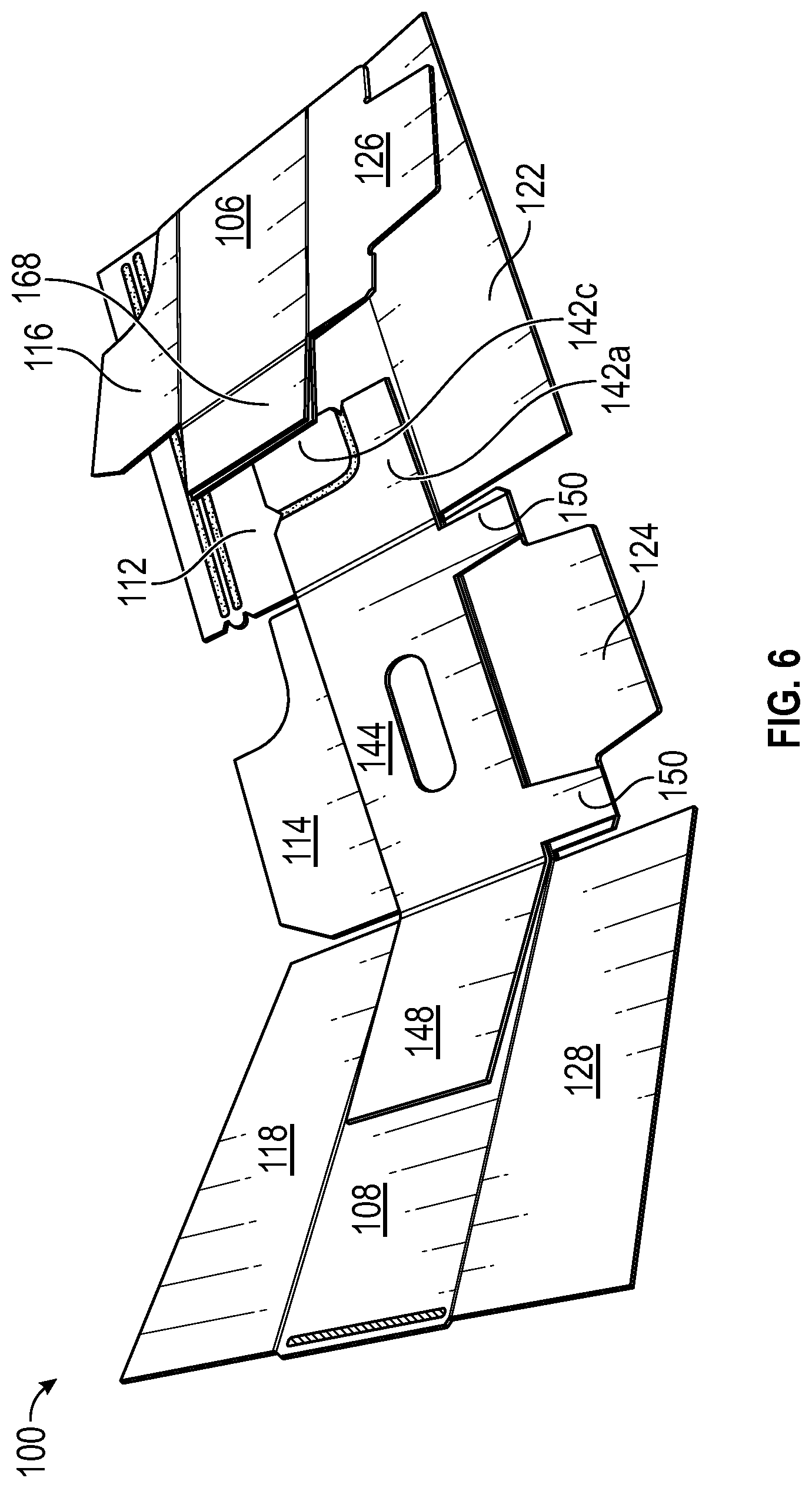 Patent US12312134 Figure 6 – Display ready corrugated packaging with double corner construction
