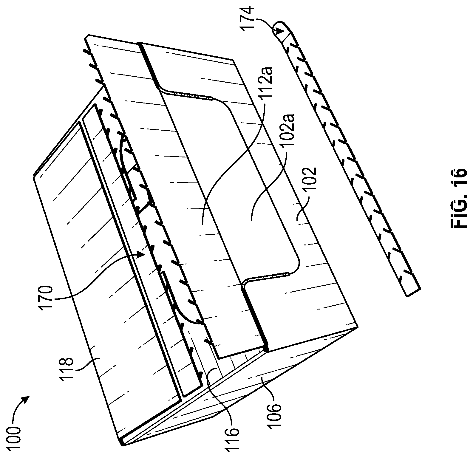 Patent US12312134 Figure 16 – Display ready corrugated packaging with double corner construction