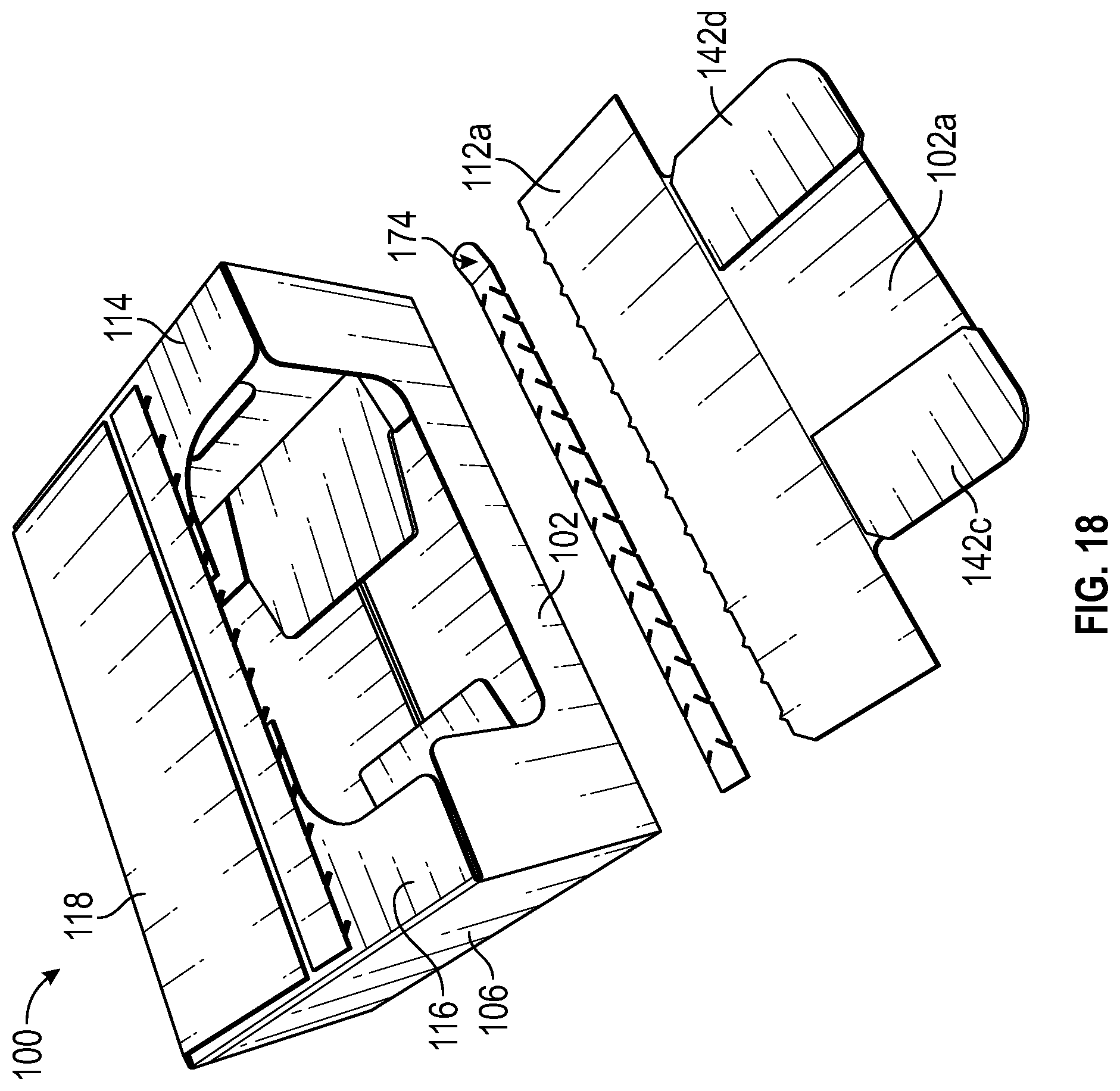 Patent US12312134 Figure 18 – Display ready corrugated packaging with double corner construction