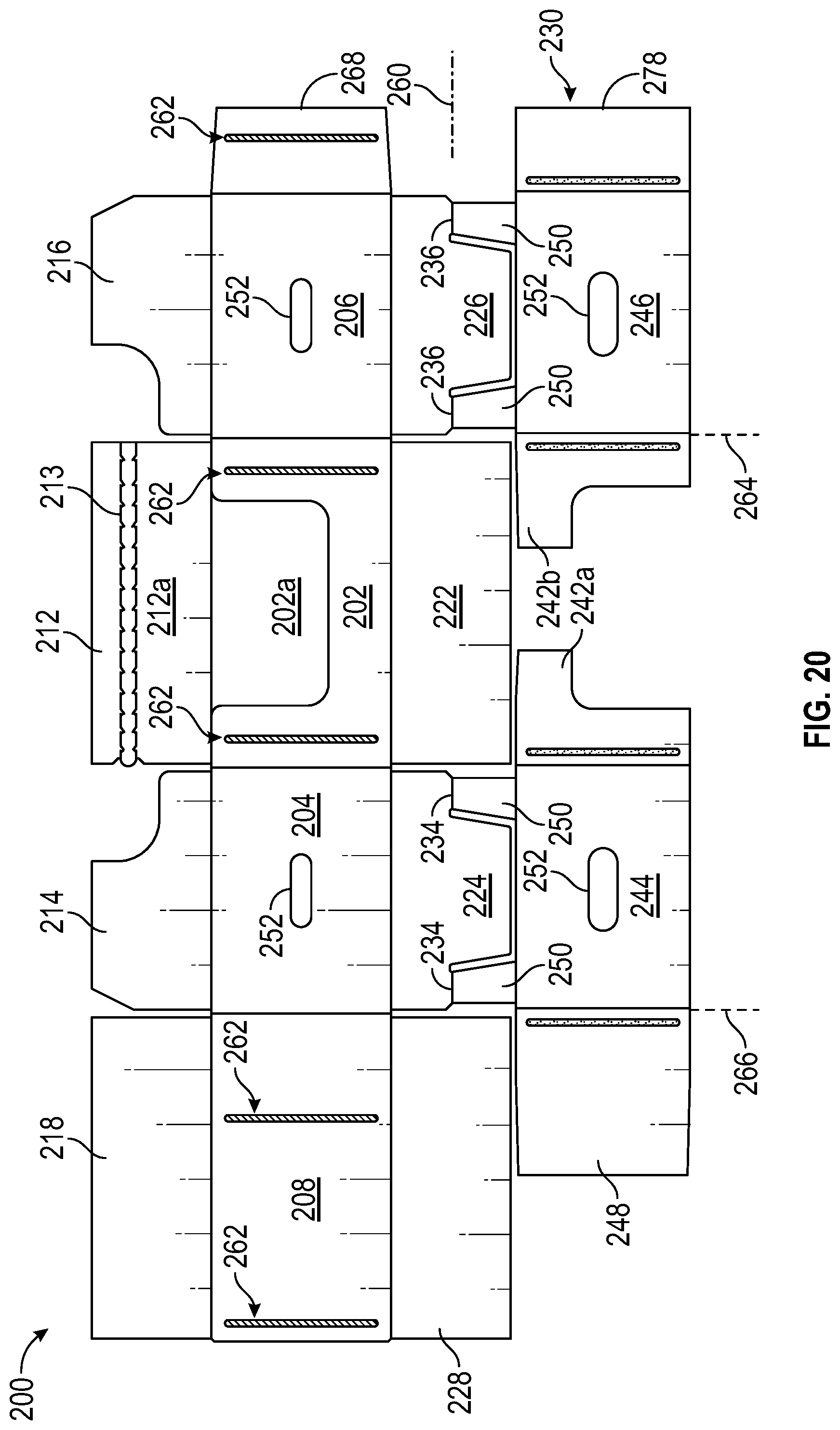 Patent US12312134 Figure 20 – Display ready corrugated packaging with double corner construction