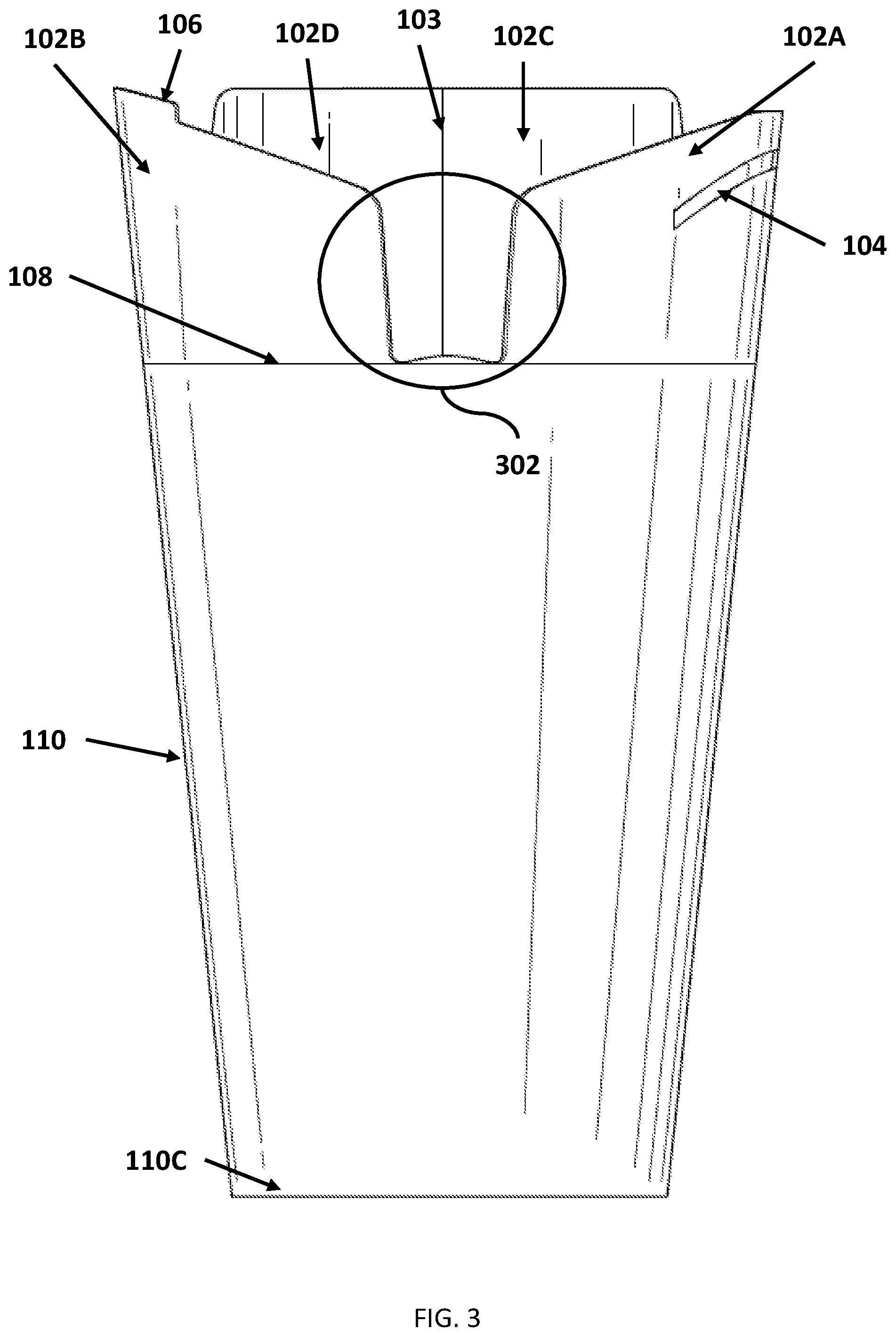 Patent US12312135 Figure 3 – Cup with integrated folding lid
