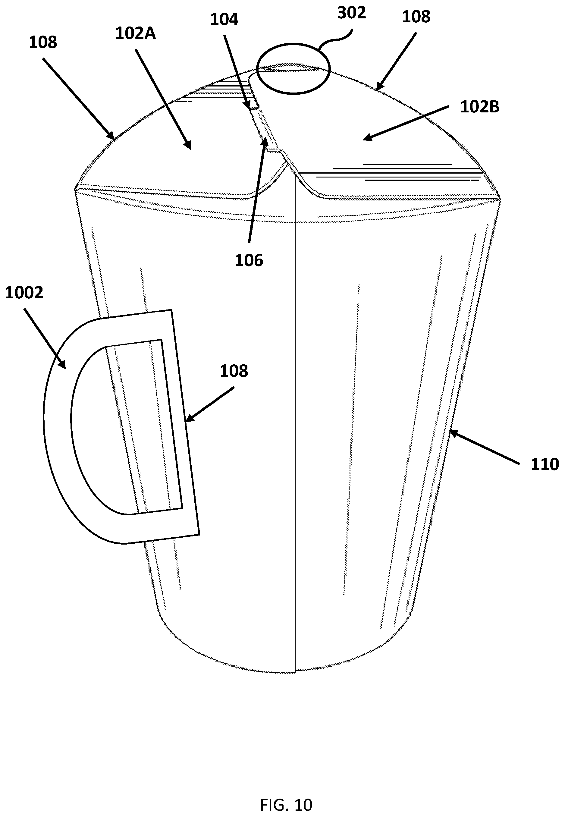 Patent US12312135 Figure 10 – Cup with integrated folding lid