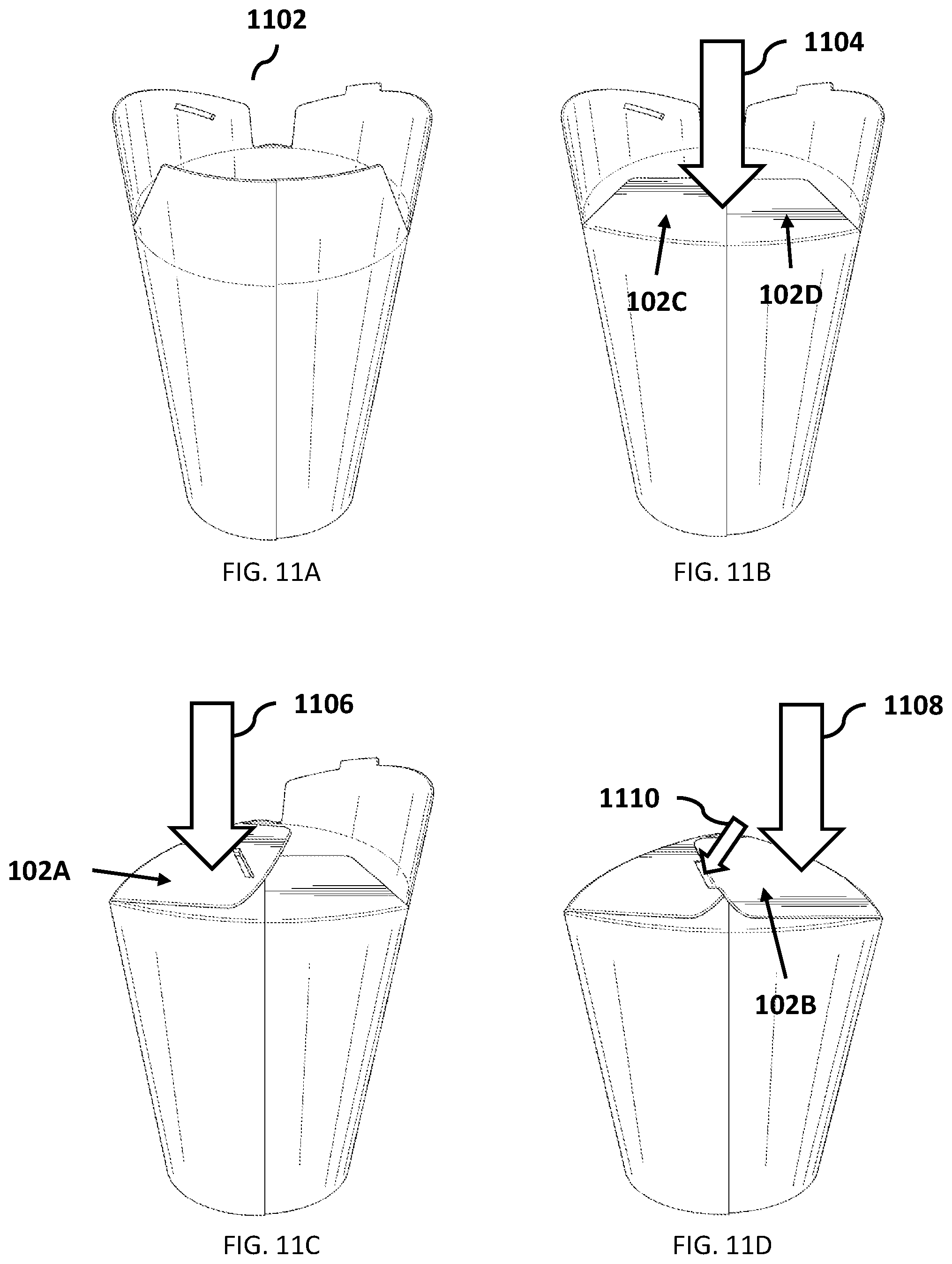 Patent US12312135 Figure 11 – Cup with integrated folding lid