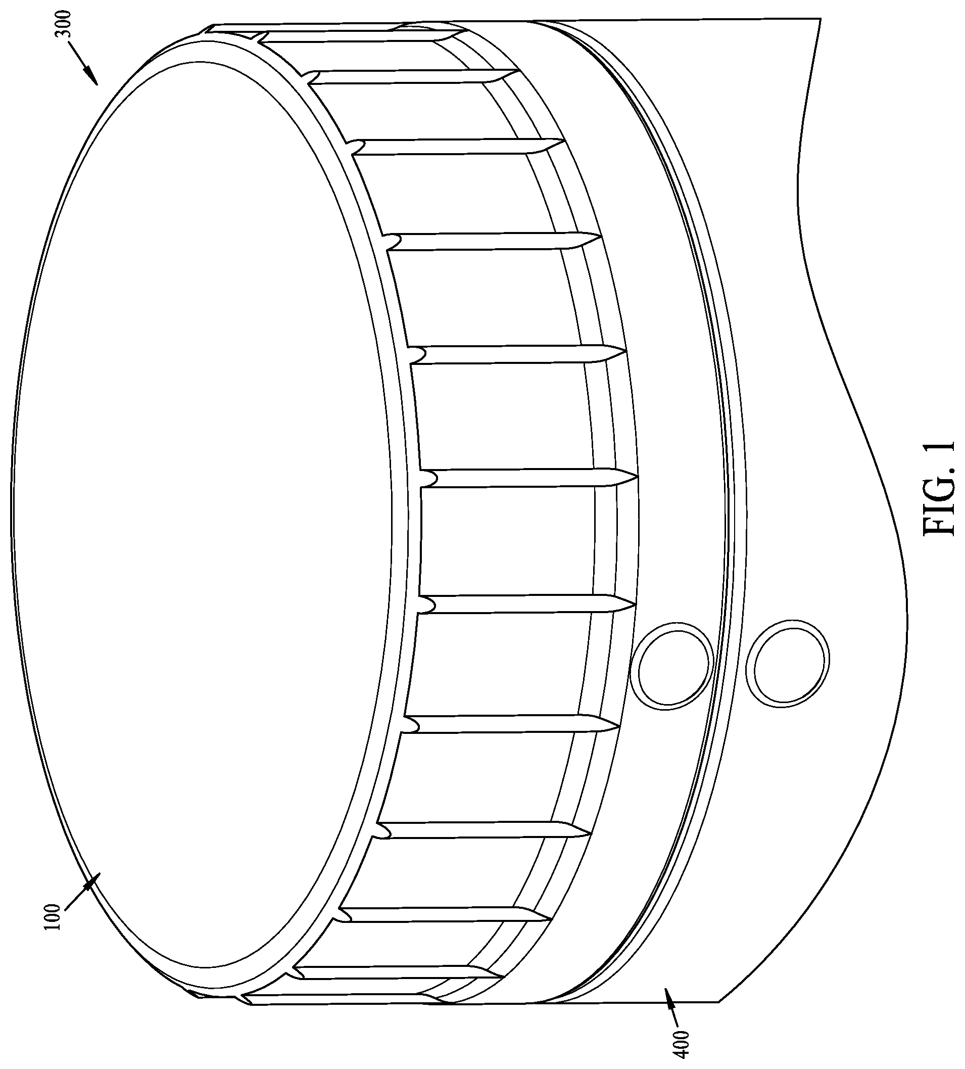 Patent US12312139 Figure 1 – Tamper evident bottle finish and cap assembly