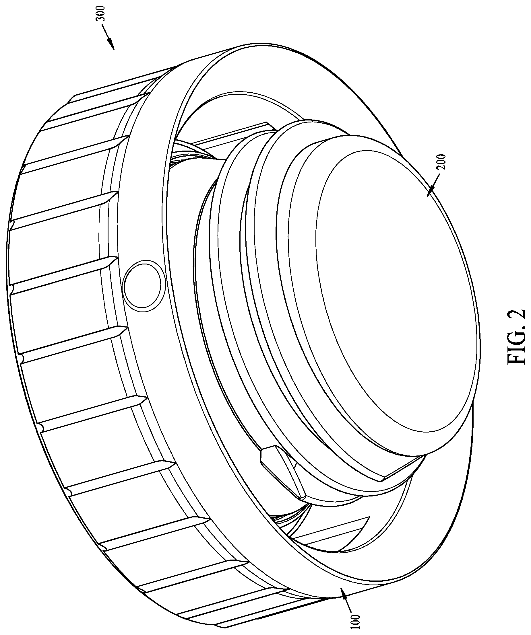 Patent US12312139 Figure 2 – Tamper evident bottle finish and cap assembly
