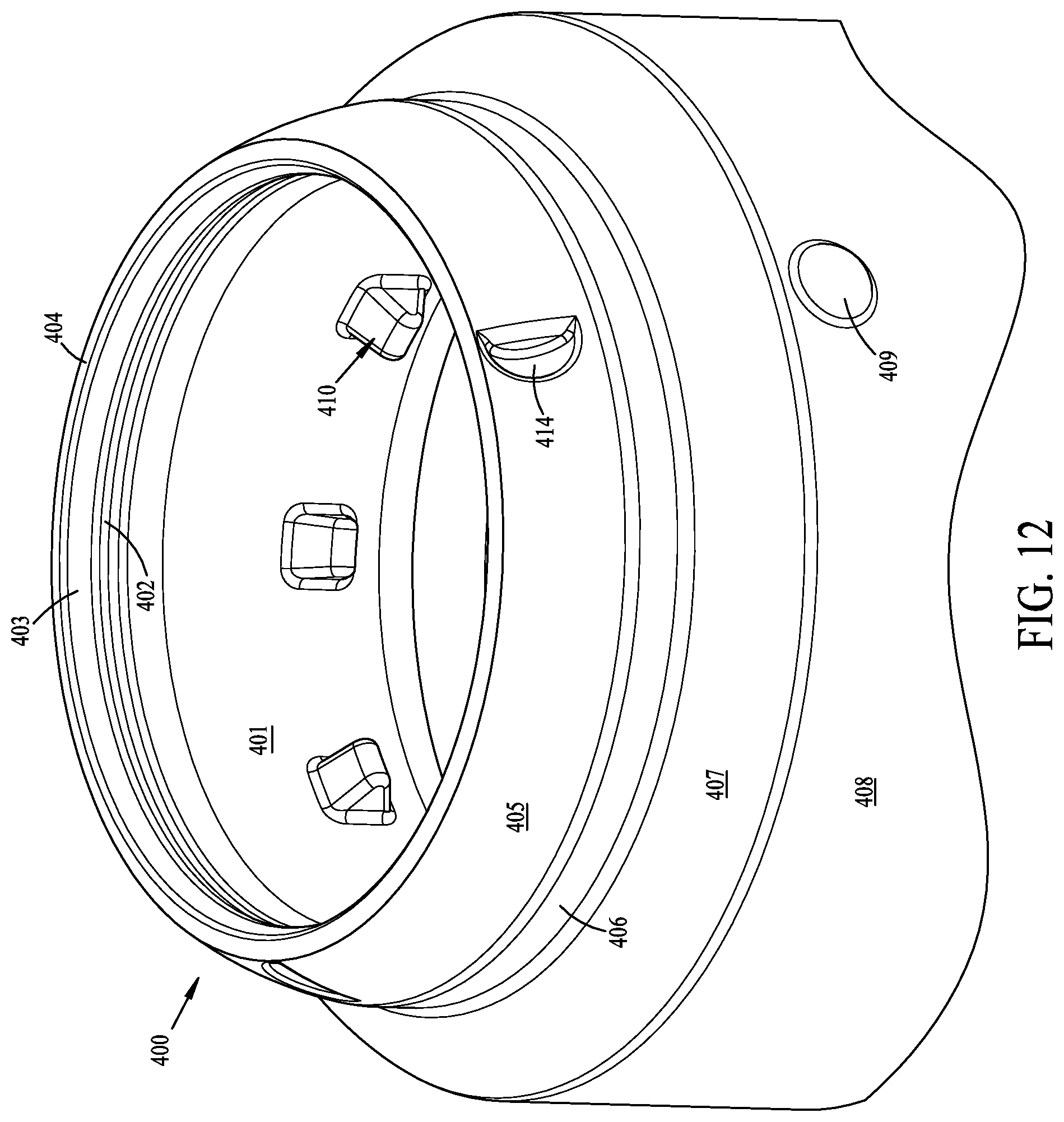 Patent US12312139 Figure 12 – Tamper evident bottle finish and cap assembly