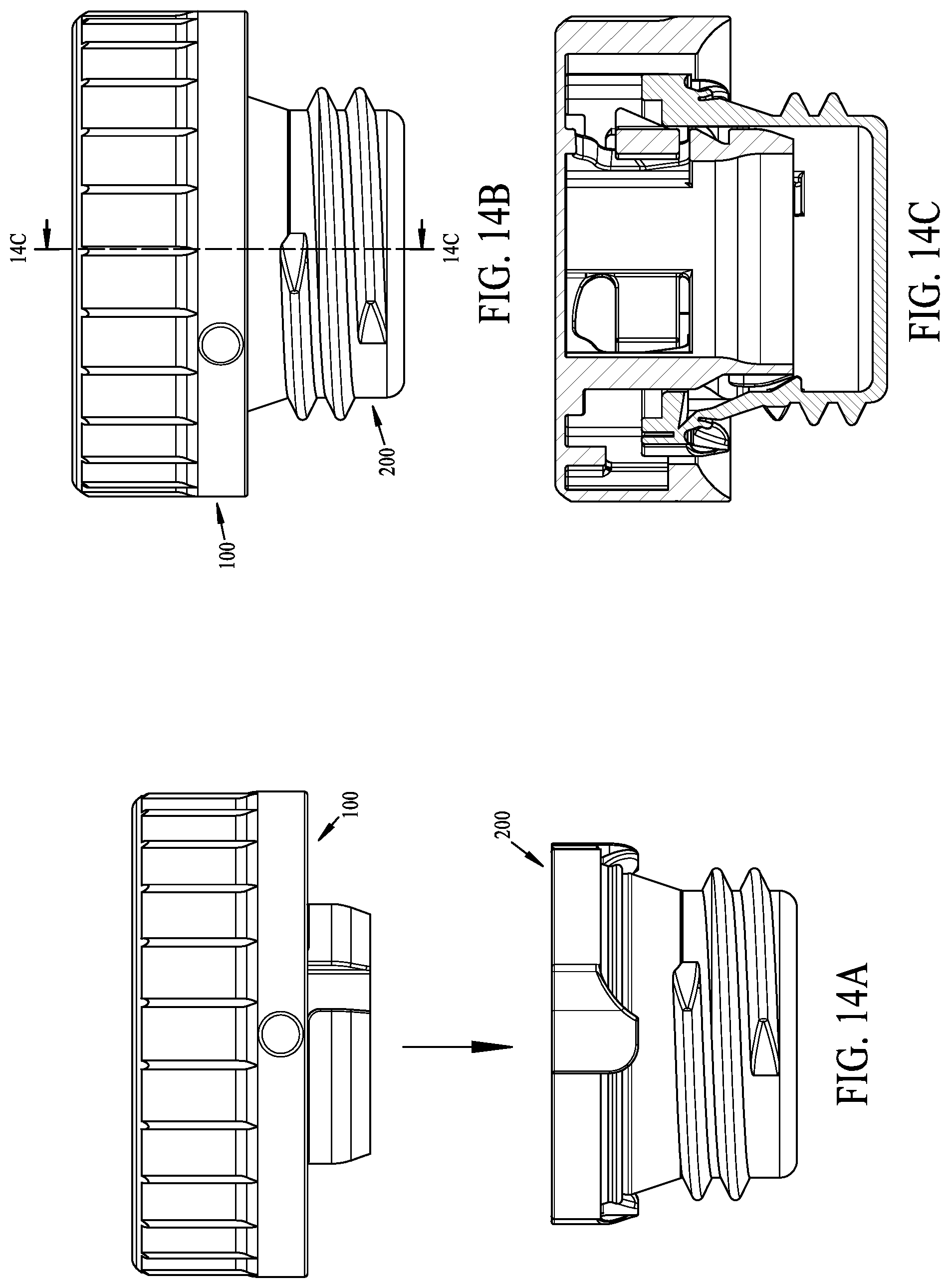 Patent US12312139 Figure 14 – Tamper evident bottle finish and cap assembly
