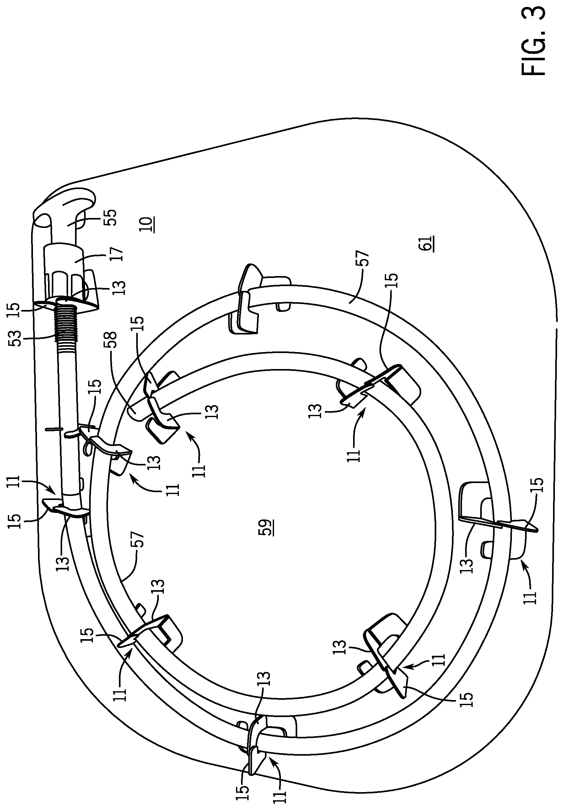 Patent US12312140 Figure 3 – Package backer card with interlocking article-retaining tabs