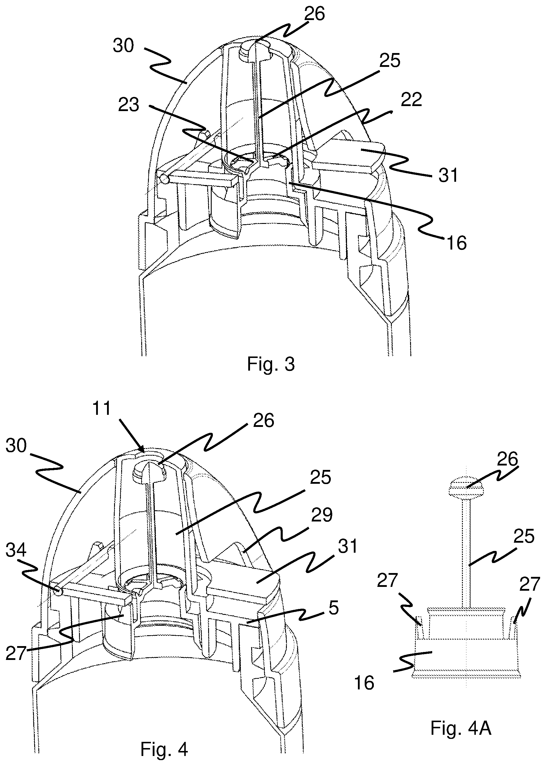 Patent US12312152 Figure 2 – Actuating device for use in combination with a pressurized packaging
