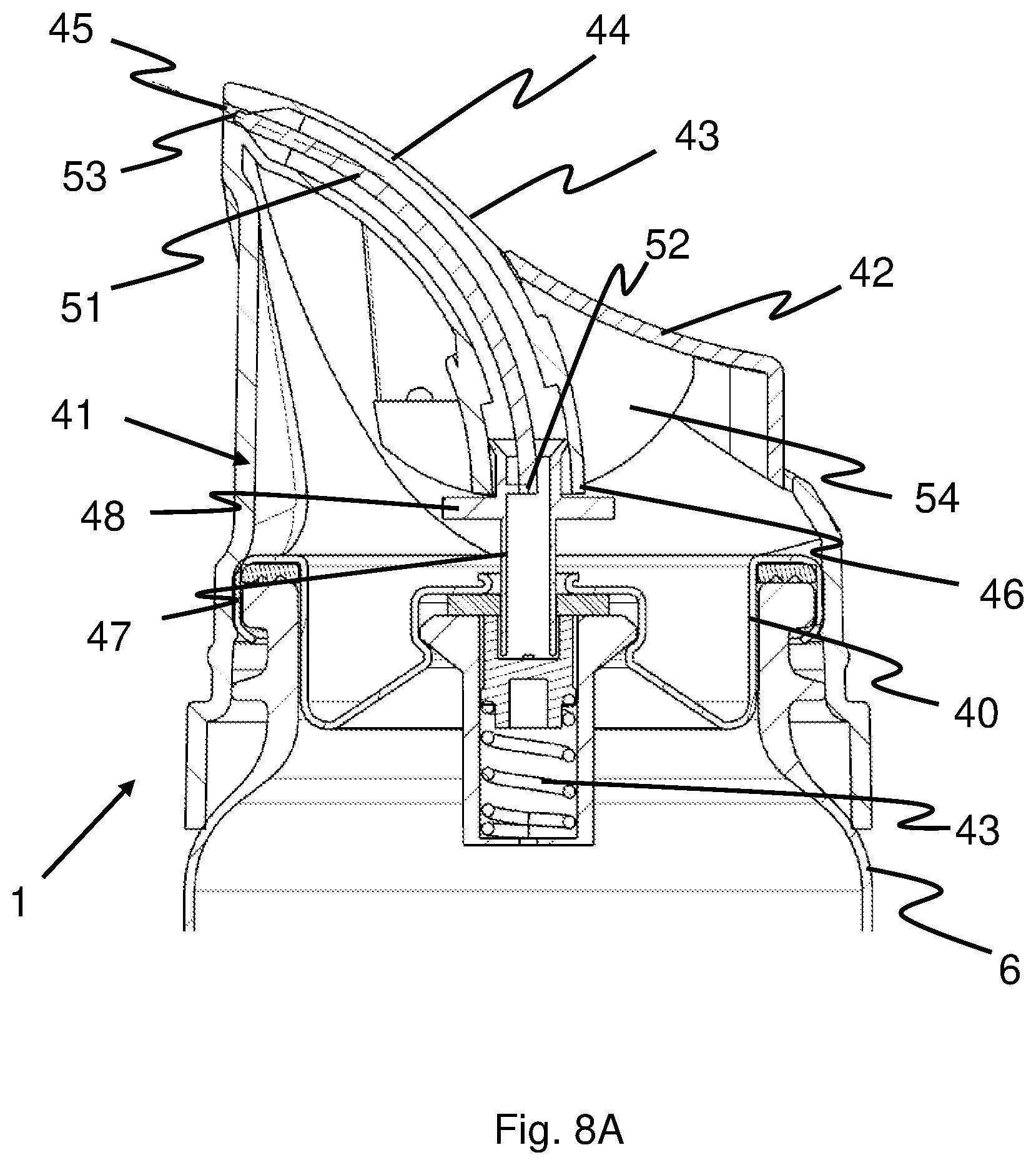 Patent US12312152 Figure 5 – Actuating device for use in combination with a pressurized packaging