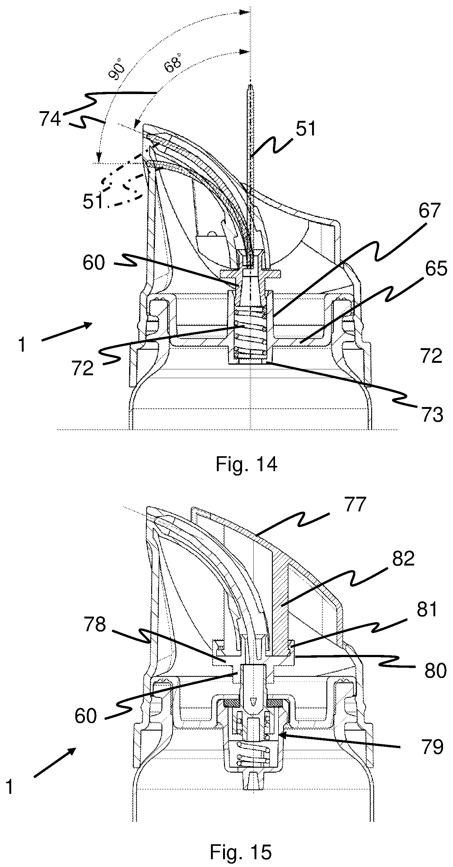 Patent US12312152 Figure 9 – Actuating device for use in combination with a pressurized packaging