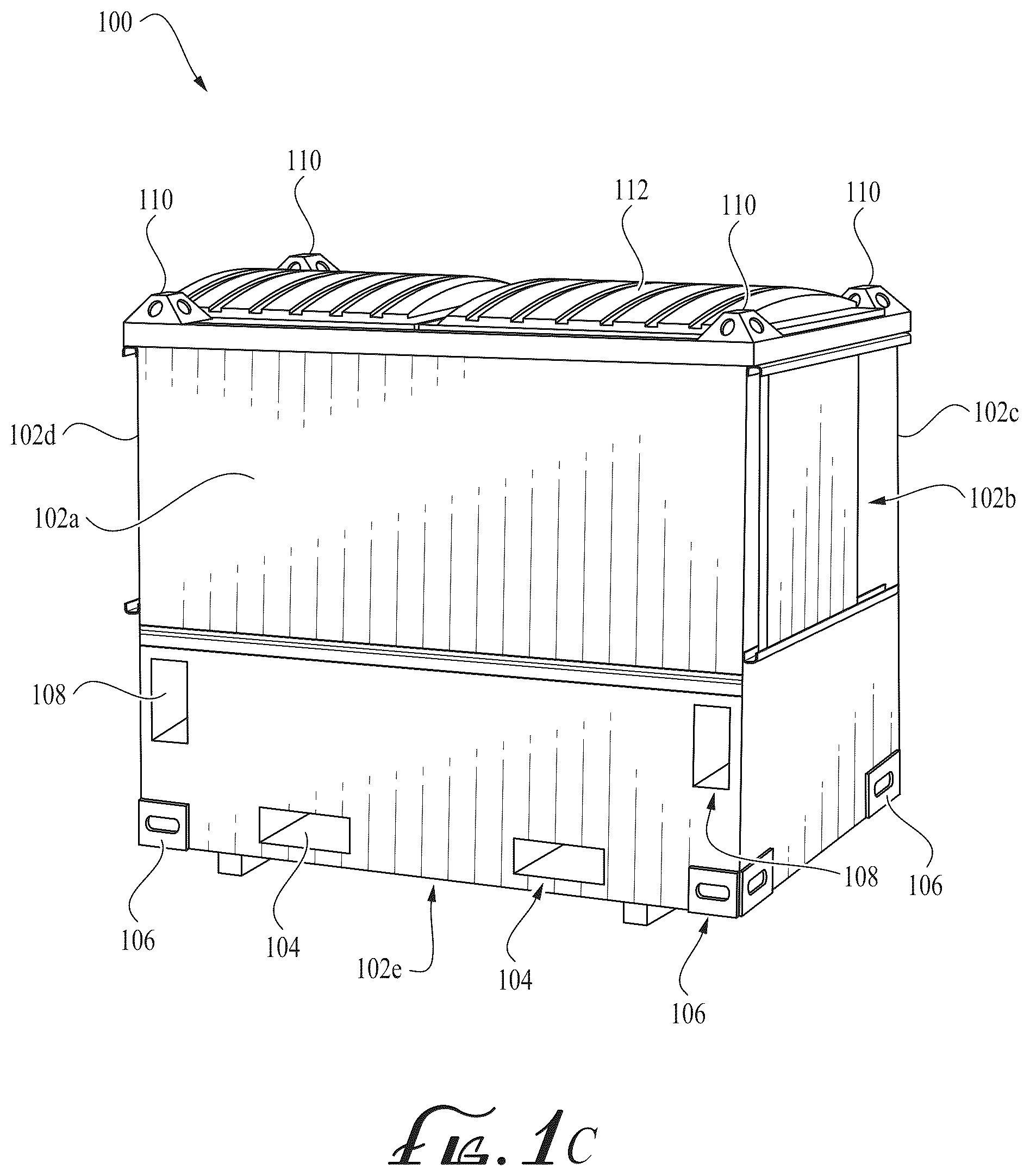 Patent US12312159 Figure 3 – Bulk material container for well operations system supply and transport