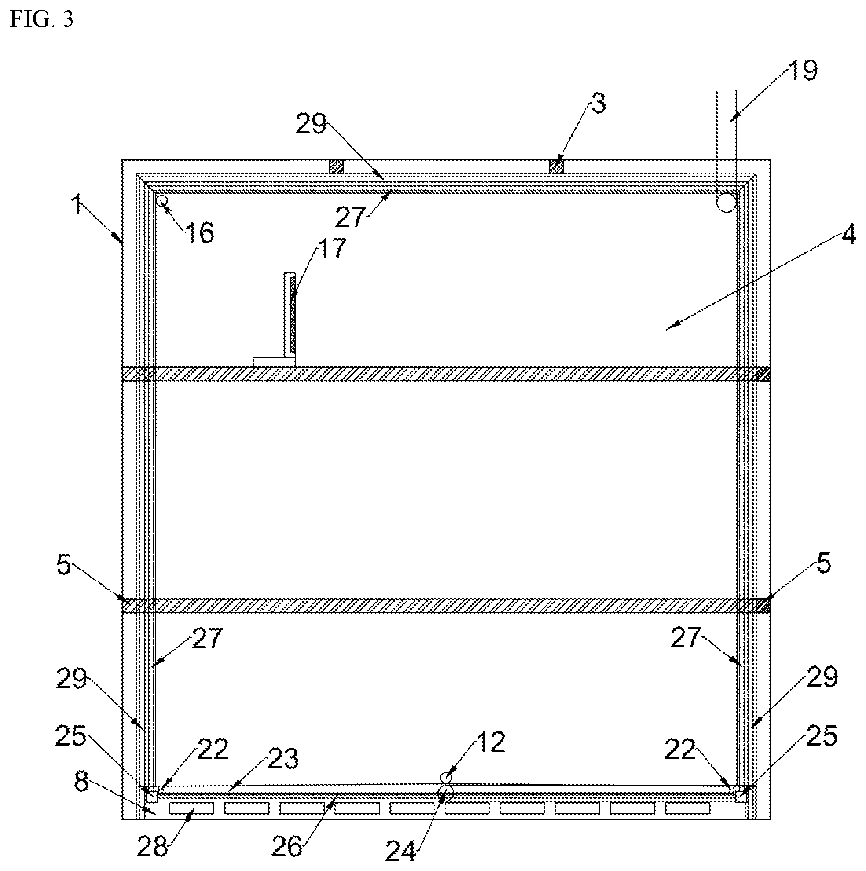 Patent US12312160 Figure 3 – Container equipment and method for enclosed transportation and heterotopic and aerobic stabilization of reserved garbage