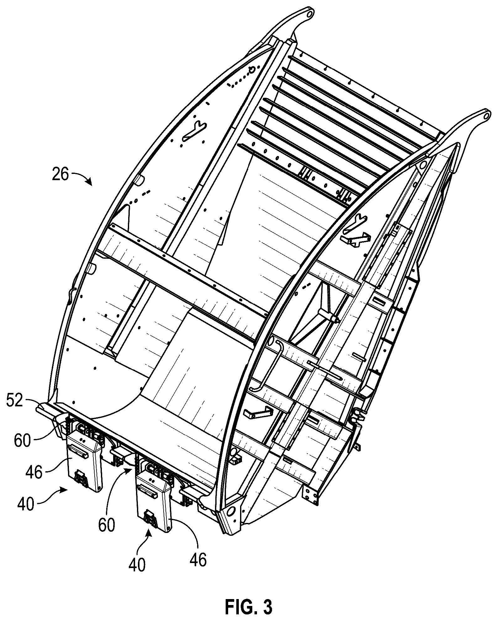 Patent US12312166 Figure 3 – Adjustable tipping device for a refuse vehicle