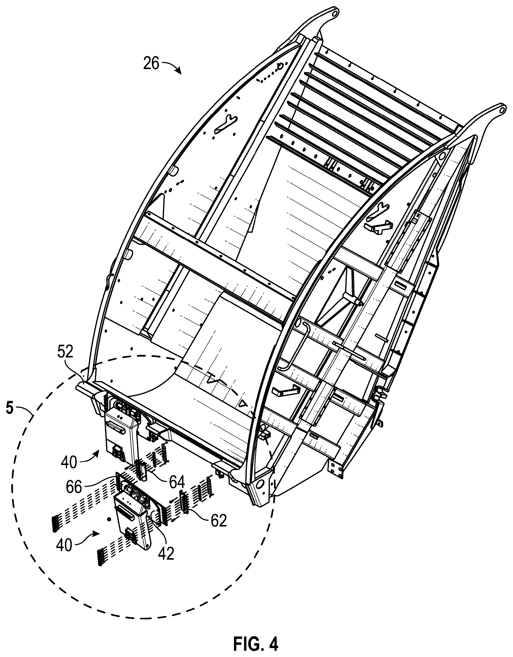 Patent US12312166 Figure 4 – Adjustable tipping device for a refuse vehicle