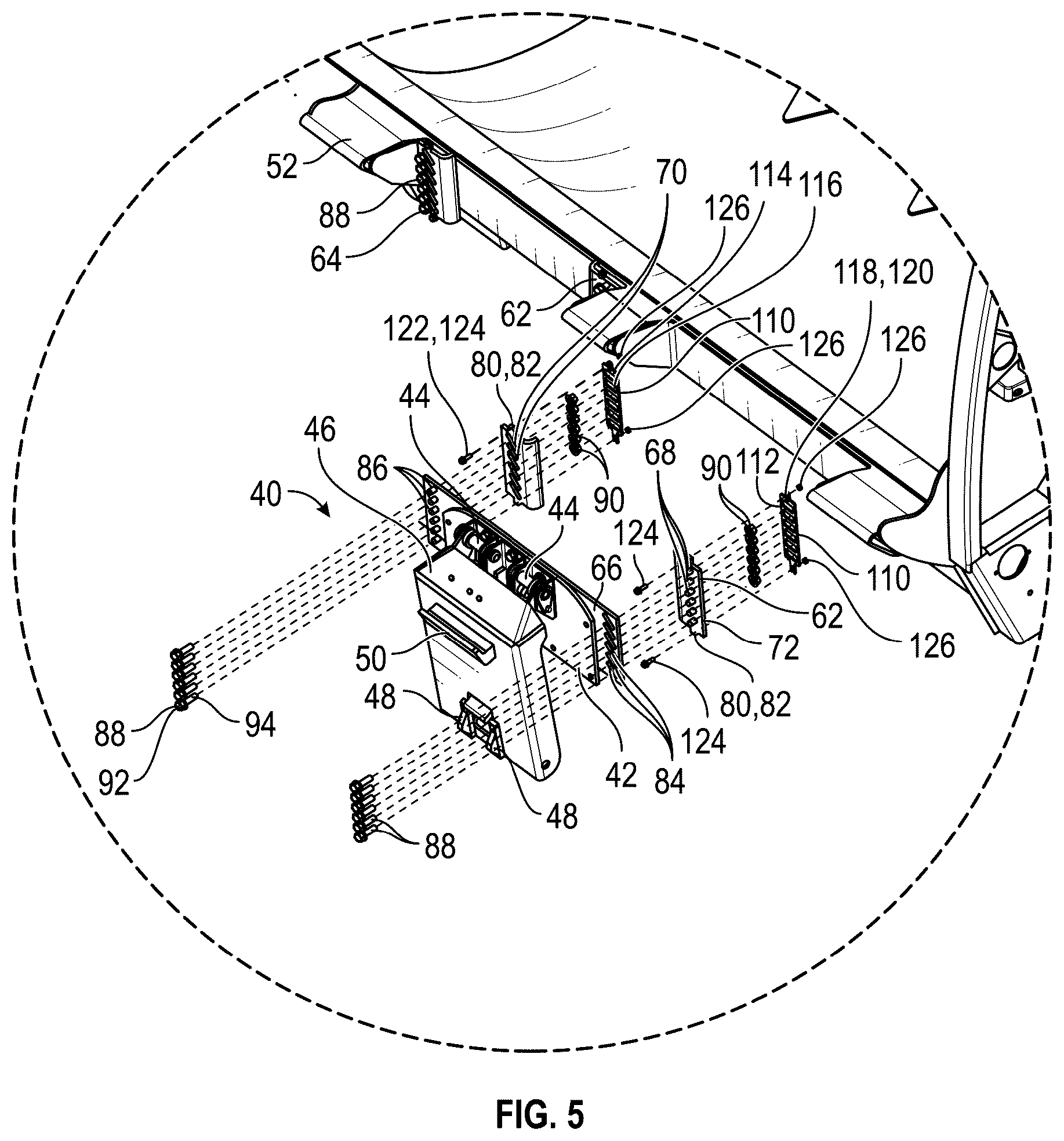 Patent US12312166 Figure 5 – Adjustable tipping device for a refuse vehicle