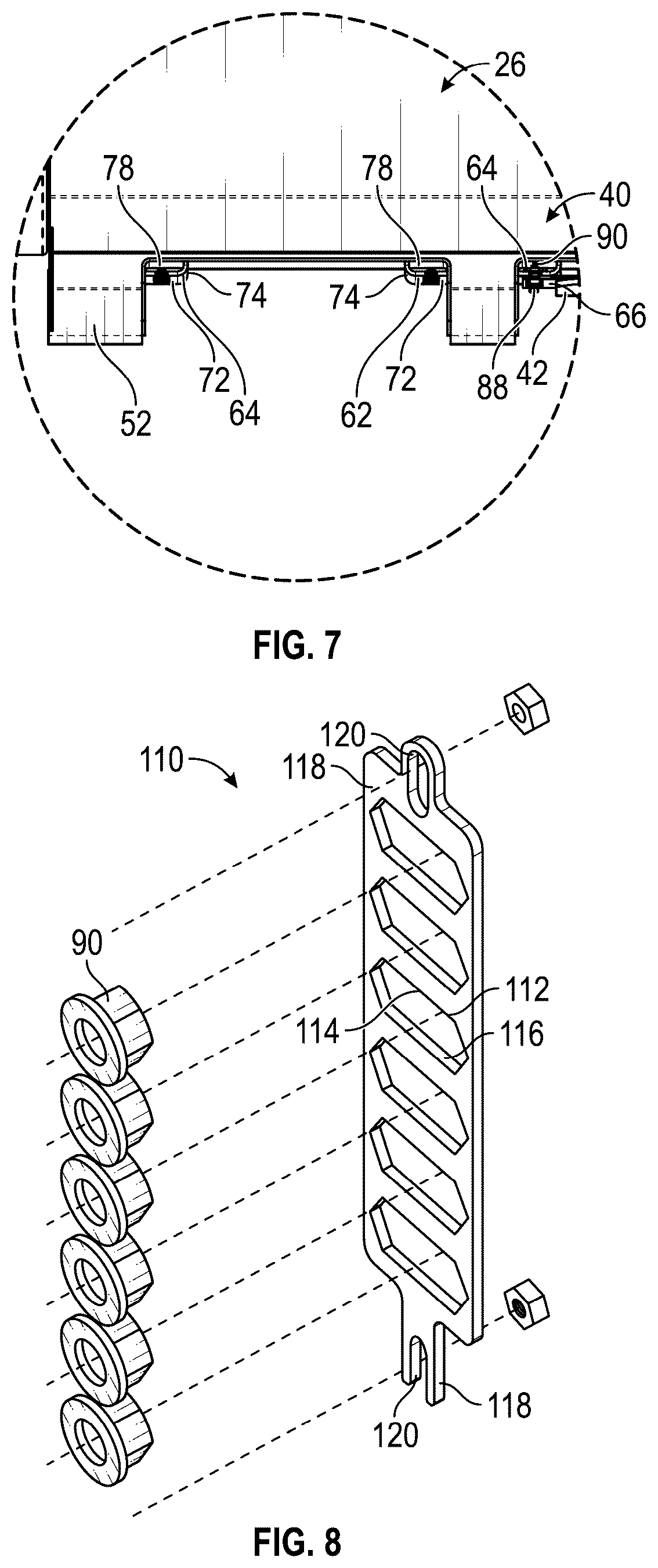 Patent US12312166 Figure 7 – Adjustable tipping device for a refuse vehicle
