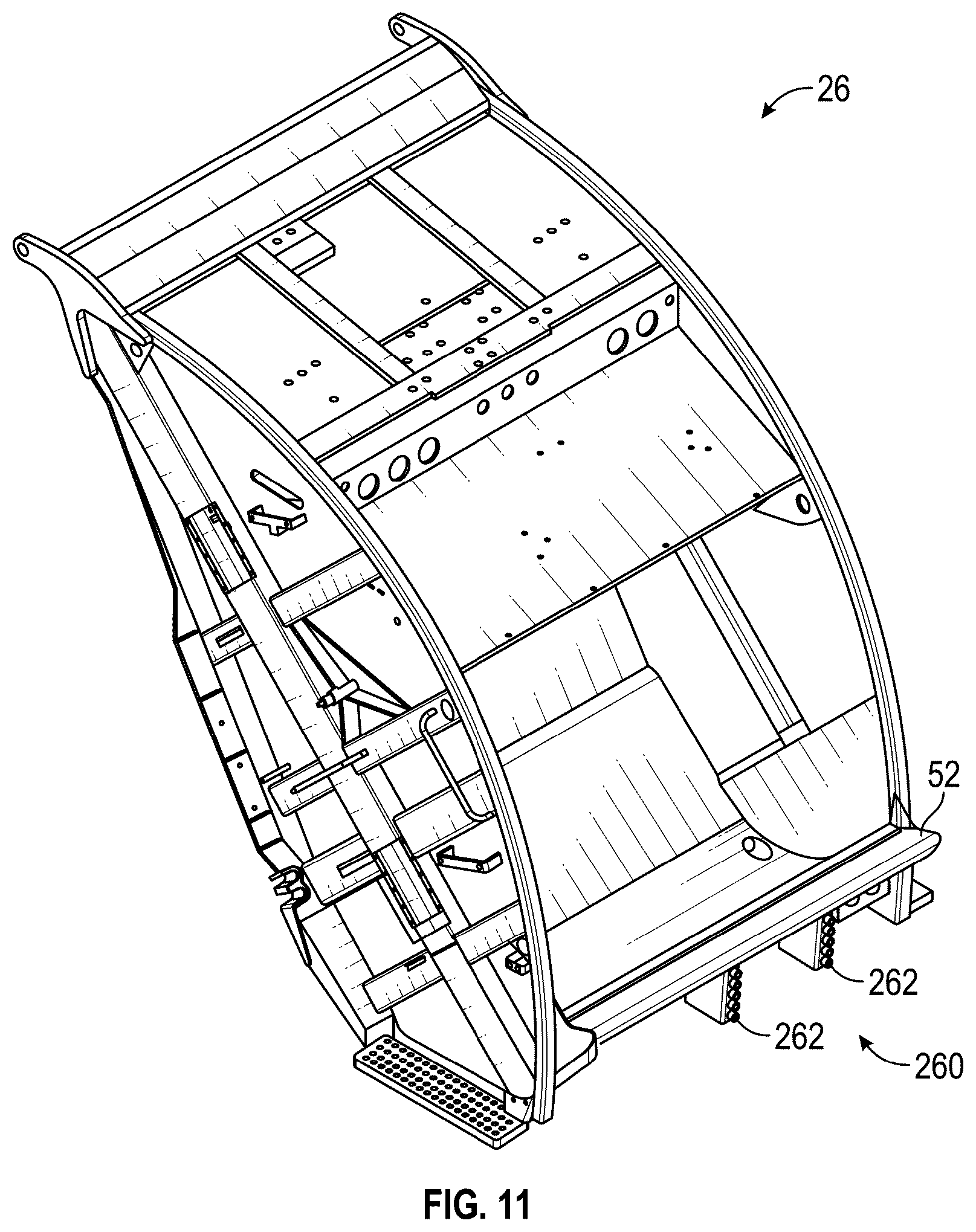 Patent US12312166 Figure 10 – Adjustable tipping device for a refuse vehicle