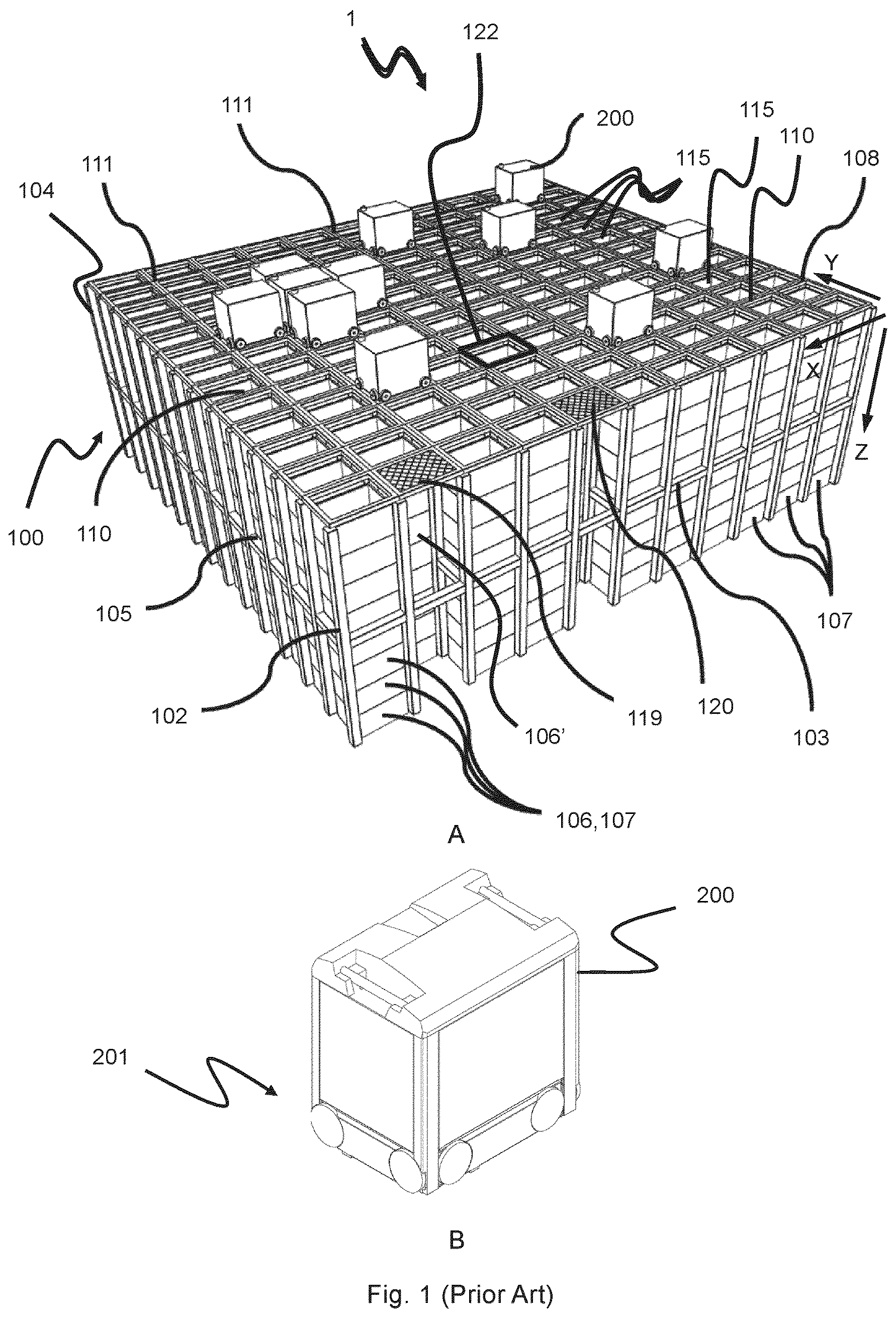 Patent US12312176 Figure 1 – Delivery system, an automated storage and retrieval system and a method of transporting a container