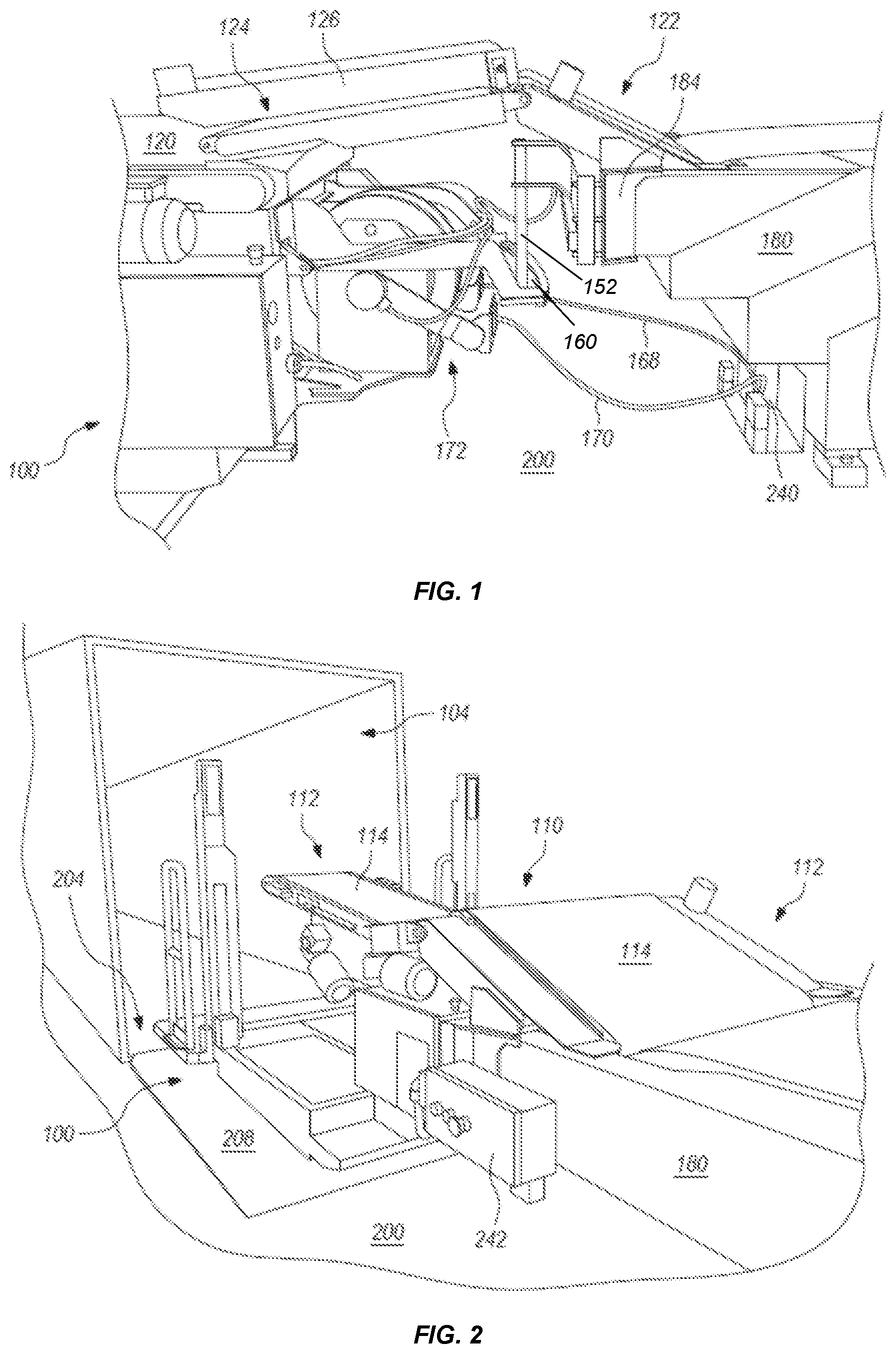 Patent US12312190 Figure 1 – Container handling apparatus and system for interfacing with a telescoping conveyor