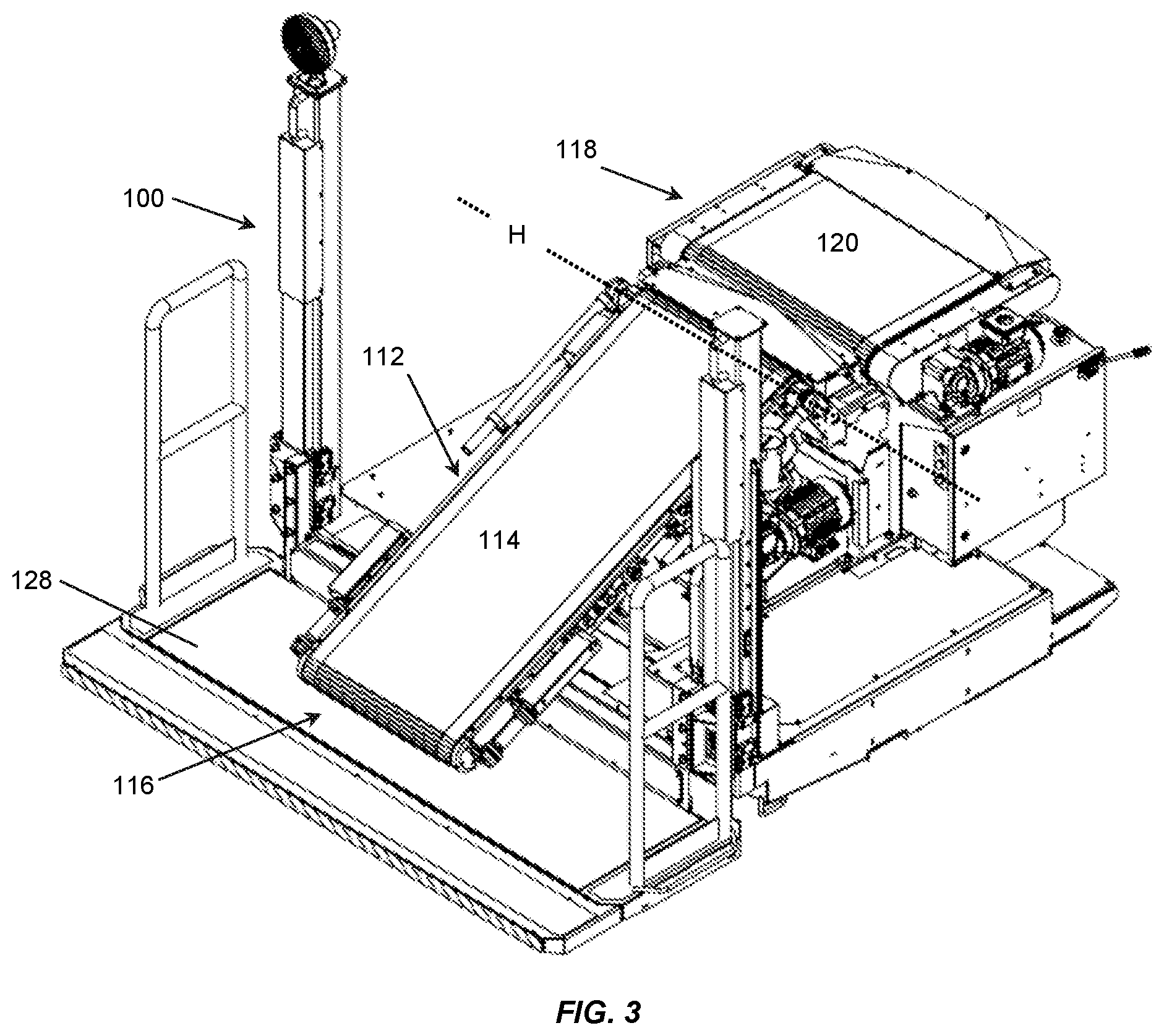 Patent US12312190 Figure 2 – Container handling apparatus and system for interfacing with a telescoping conveyor