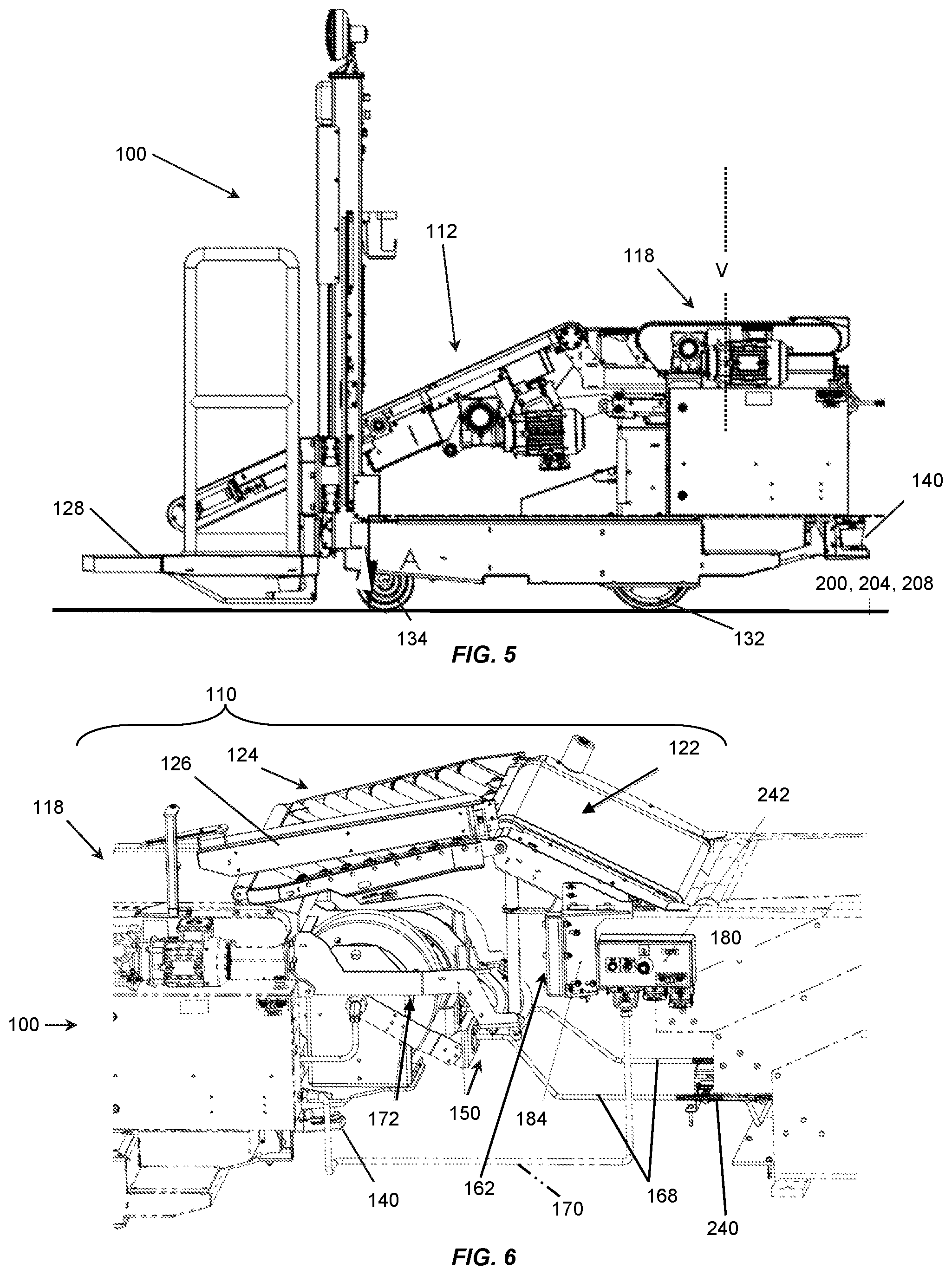Patent US12312190 Figure 4 – Container handling apparatus and system for interfacing with a telescoping conveyor