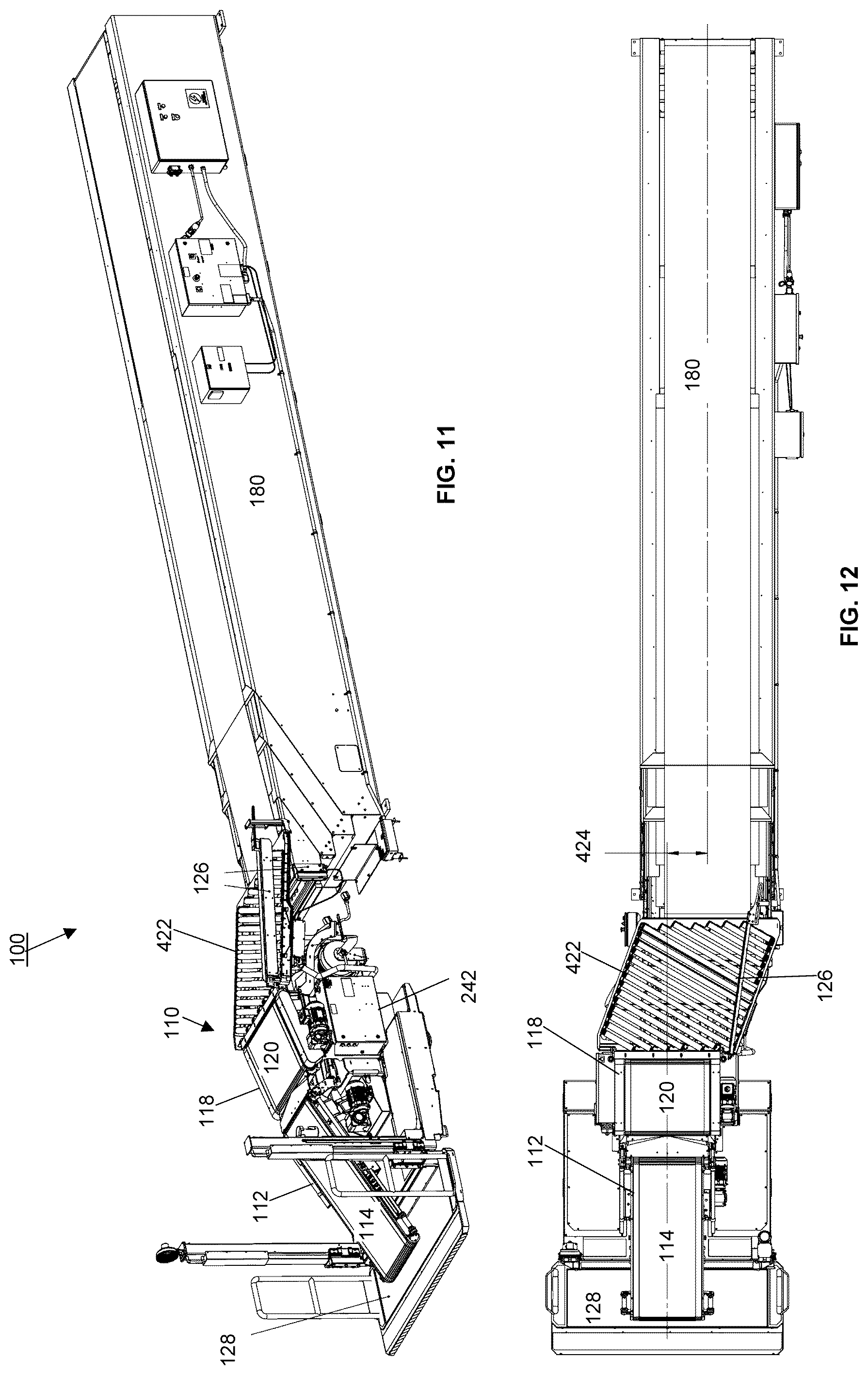 Patent US12312190 Figure 8 – Container handling apparatus and system for interfacing with a telescoping conveyor