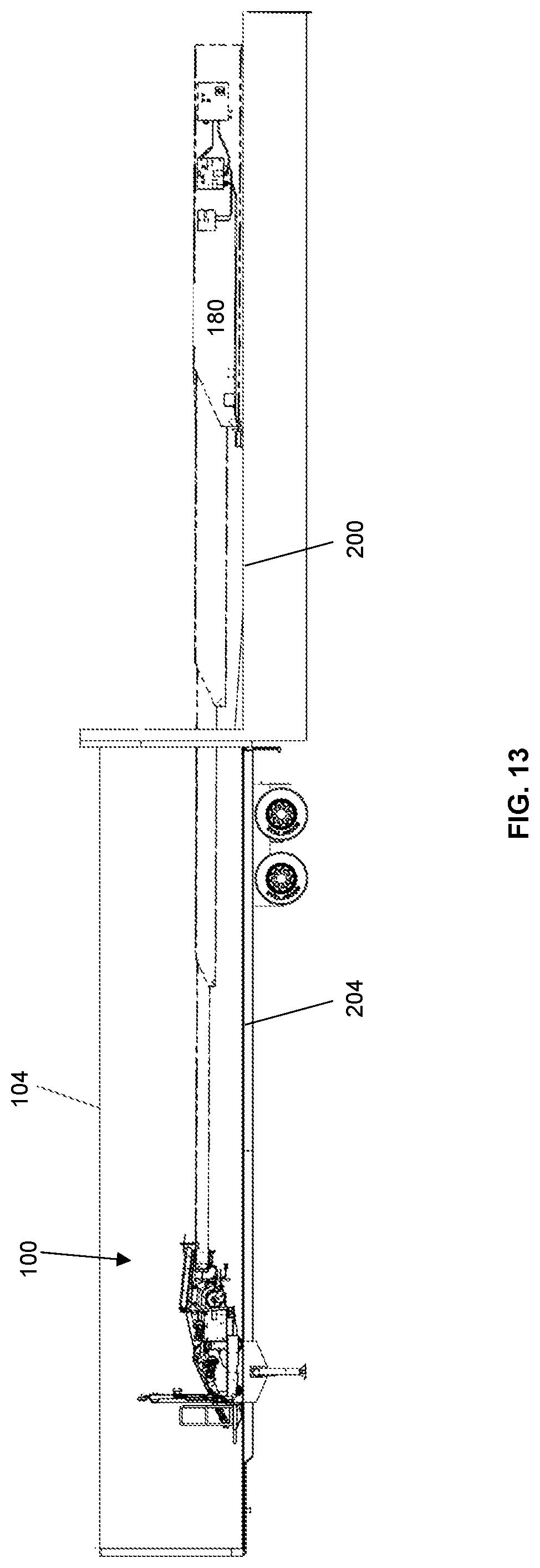 Patent US12312190 Figure 9 – Container handling apparatus and system for interfacing with a telescoping conveyor