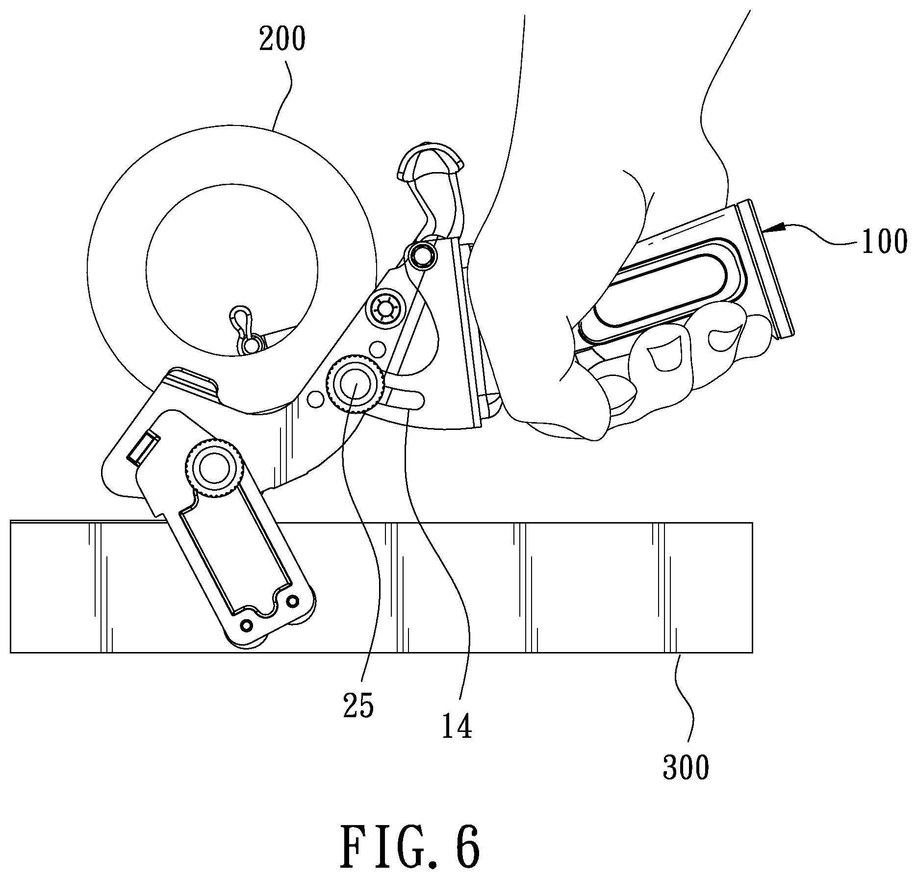 Patent US12312195 Figure 6 – Adhesive tape dispenser having guide function