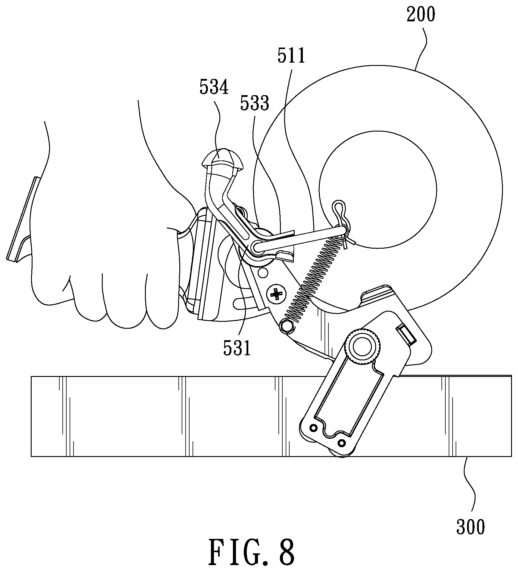 Patent US12312195 Figure 8 – Adhesive tape dispenser having guide function