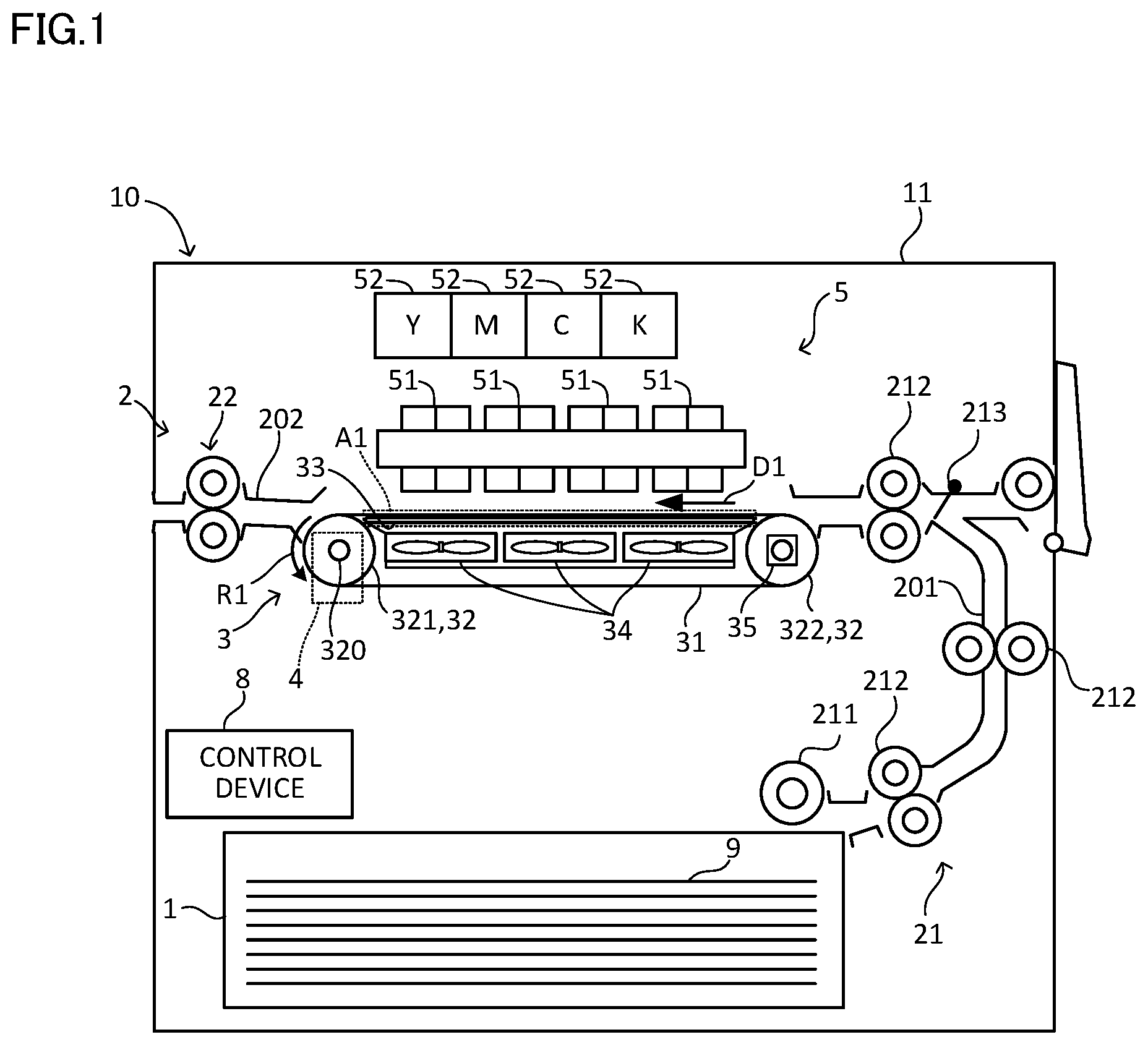 Patent US12312199 Figure 1 – Belt conveyor device and image forming apparatus