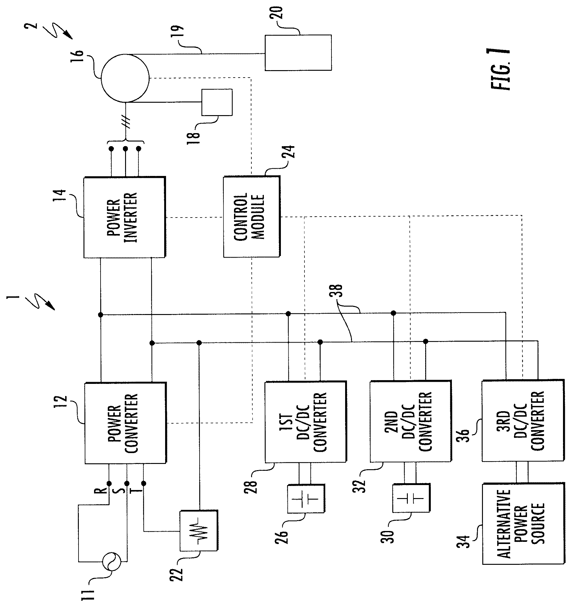Patent US12312211 Figure 1 – Power management in an elevator system