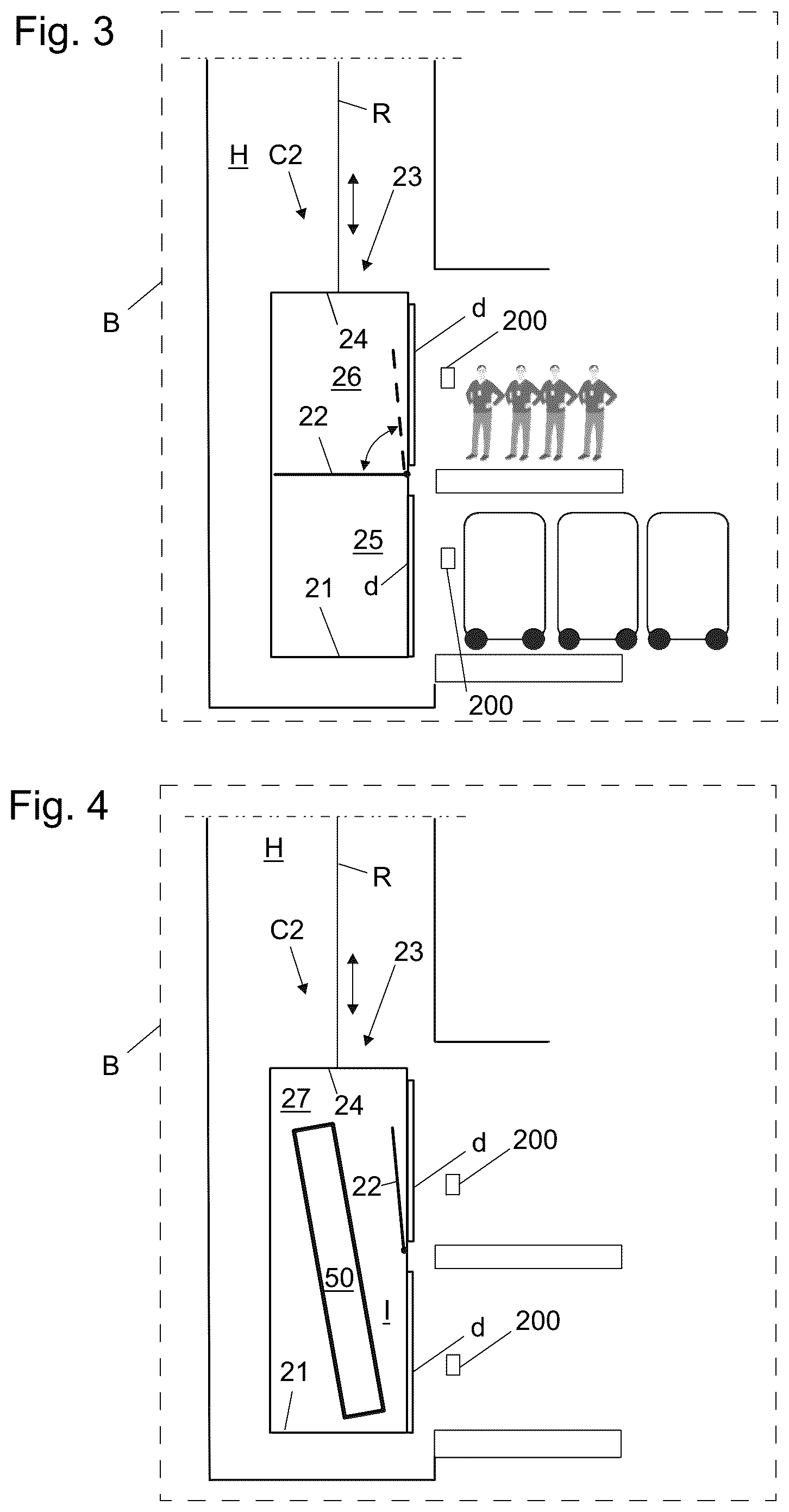 Patent US12312212 Figure 2 – Elevator car and construction-time elevator arrangement and method