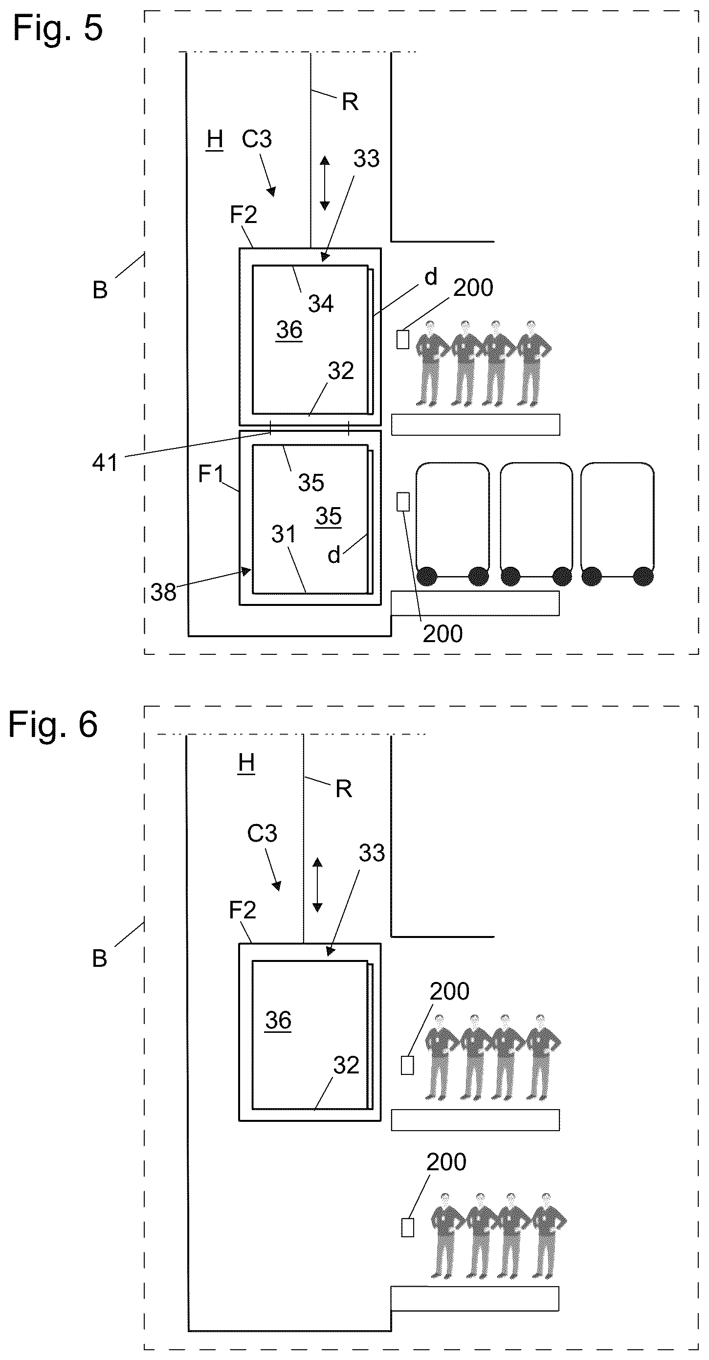 Patent US12312212 Figure 3 – Elevator car and construction-time elevator arrangement and method