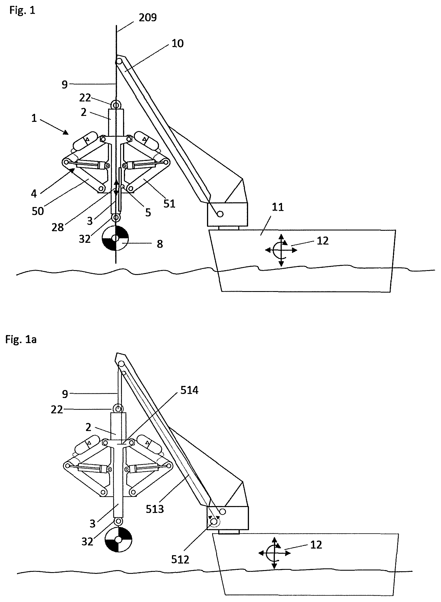Patent US12312217 Figure 1 – (Heave) balancing device, hoisting system, method for hoisting and kit of parts for spring balancing a hoisting system